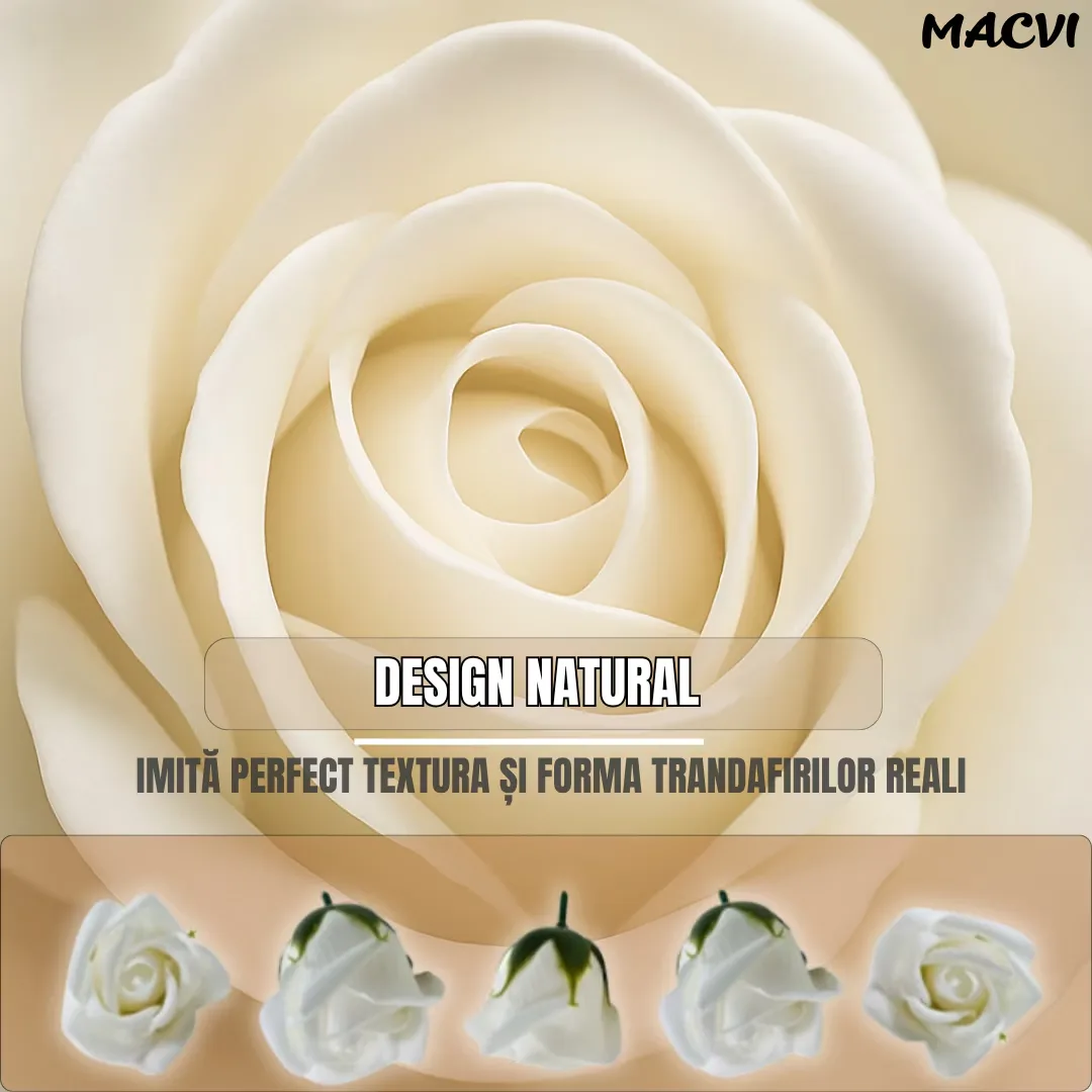 Set 50 trandafiri din sapun, 5x5 cm, calitate premium, decor si cadou elegant, Alb - imagine 3