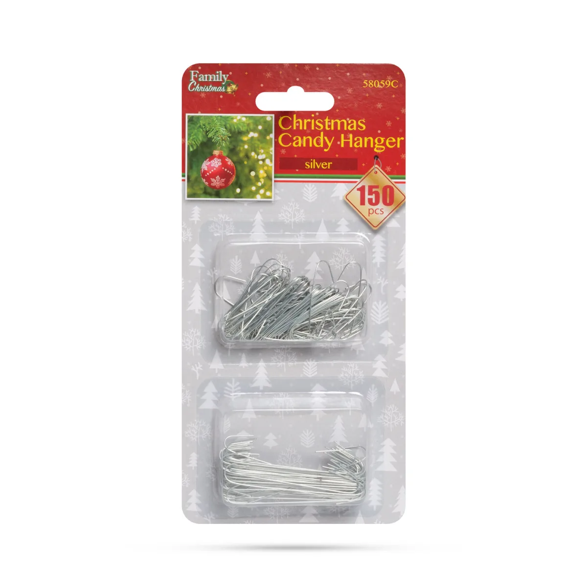 Carlige brad Craciun argint 150 buc, pentru decoratiuni, rezistente si usor de utilizat - imagine 2