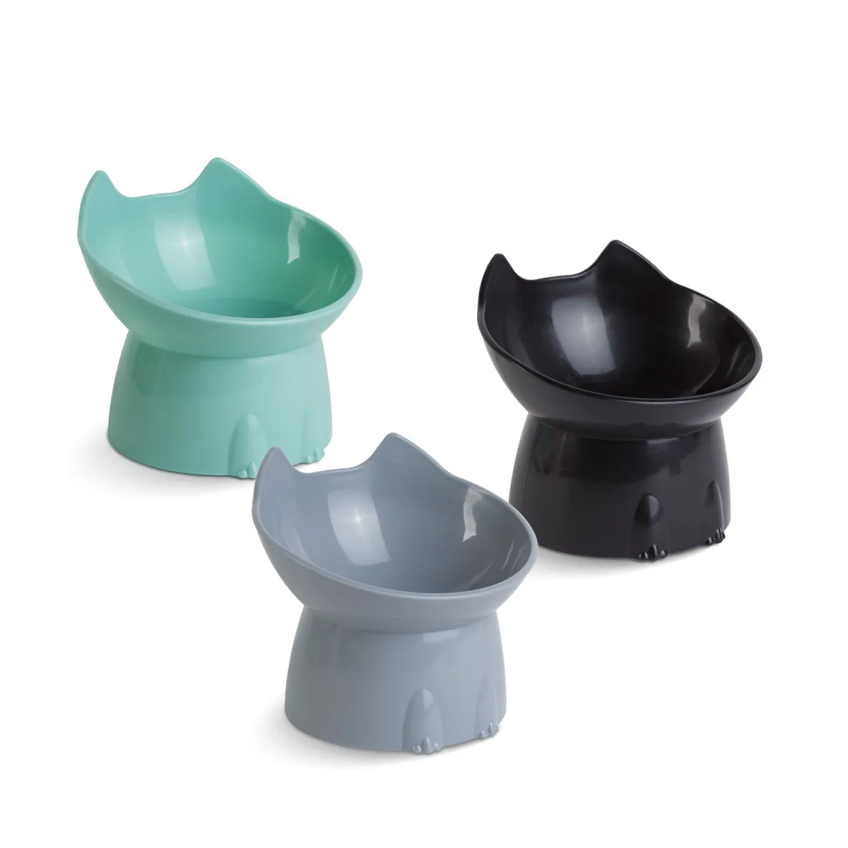 Bol inaltat pentru pisici si caini mici, inclinat, baza antiderapanta, plastic, 13,5 x 12,5 cm