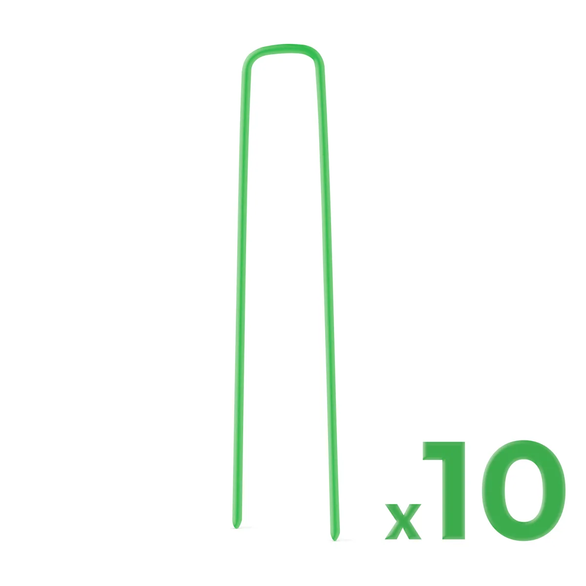 Cuie fixare gazon artificial tip U 15 cm, set 10 buc, metal verde, pentru geotextil si folie gradina
