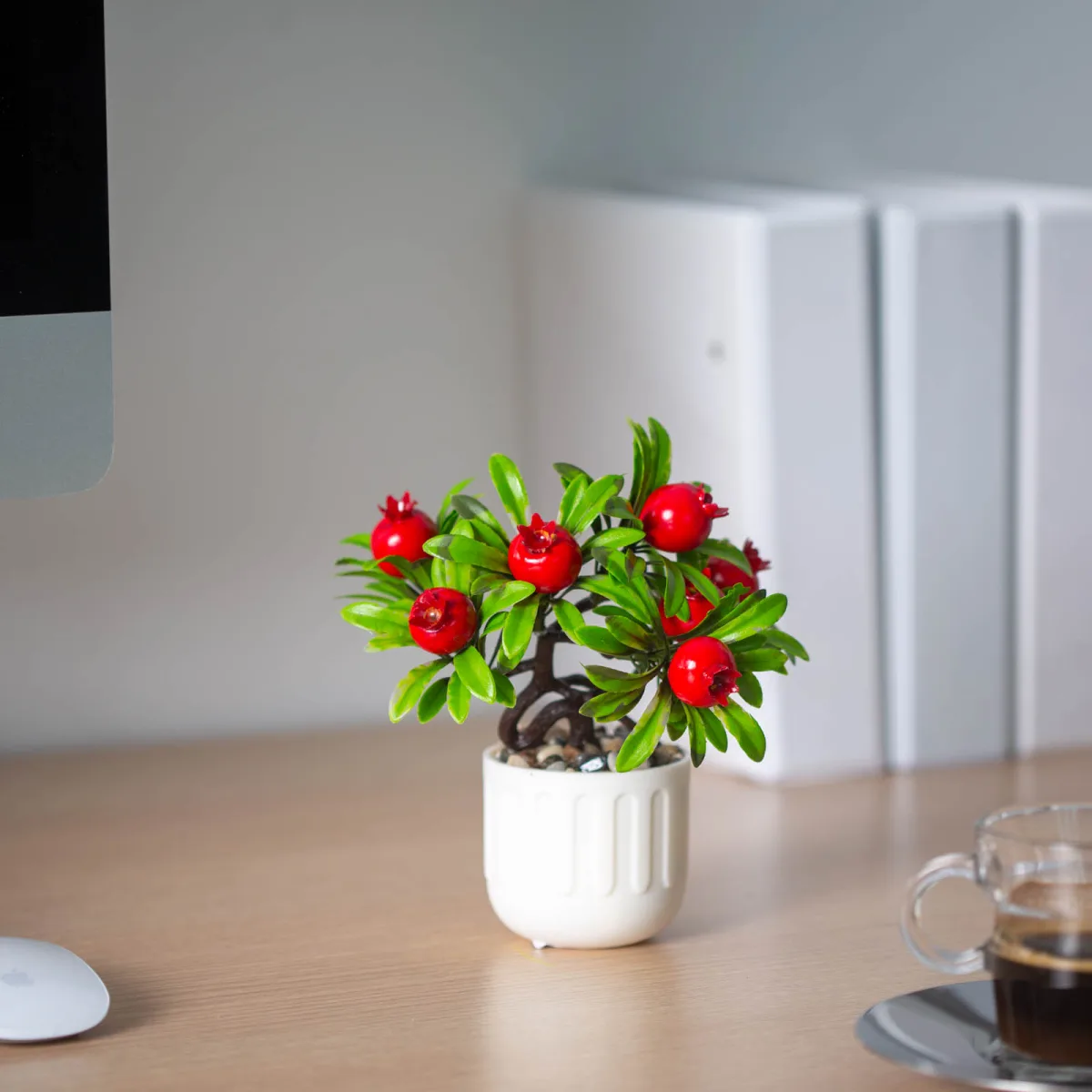 Planta artificiala decorativa cu fructe 18 cm, 3 modele, aranjament casa birou, design realist - imagine 3