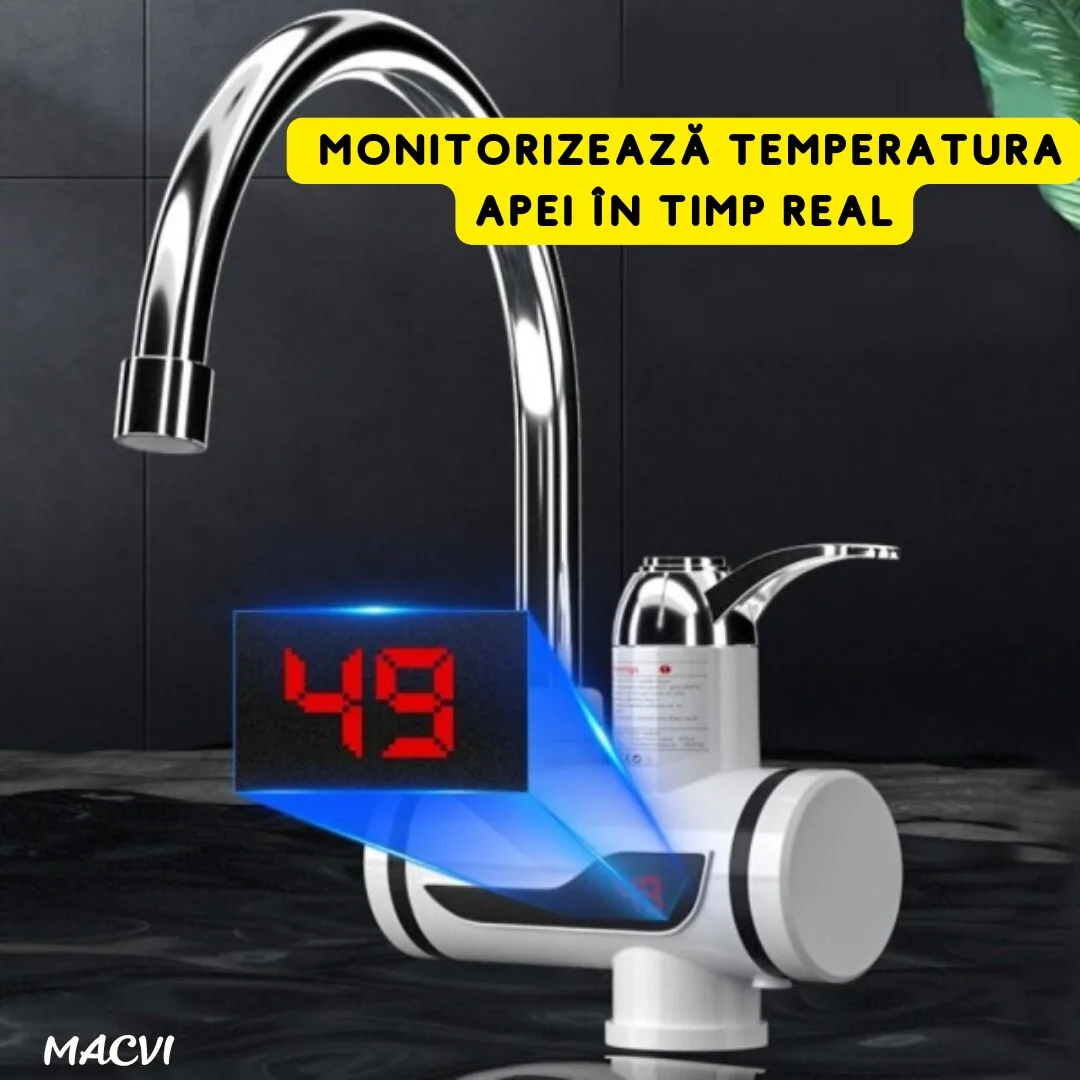 Robinet electric Model RX-00701 Macvi®, LED, apa calda instant, WSN + Filtru pentru apa, montabil pe robinet, Alb - imagine 4