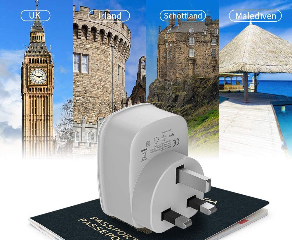 adaptor europe to uk tessan ts-611, eu - uk, 2xusb - 2,4a, 10a 3 Adaptor Europe to UK Tessan TS-611, EU - UK, 2xUSB - 2,4A, 10A - imagine 3