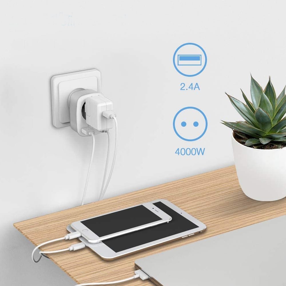 adaptor tessan ts-611-de, 2xusb - 2,4a, 13a 4 Adaptor Tessan TS-611-DE, 2xUSB - 2,4A, 13A - imagine 4