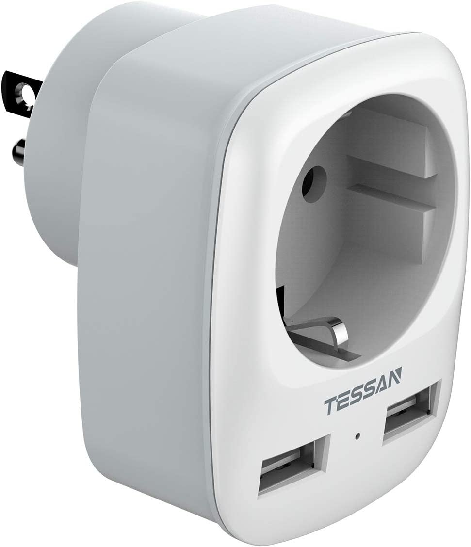 adaptor europe to usa tessan ts-611, eu - us, 2xusb - 2,4a, 10 a 1 Adaptor Europe to USA Tessan TS-611, EU - US, 2xUSB - 2,4A, 10 A