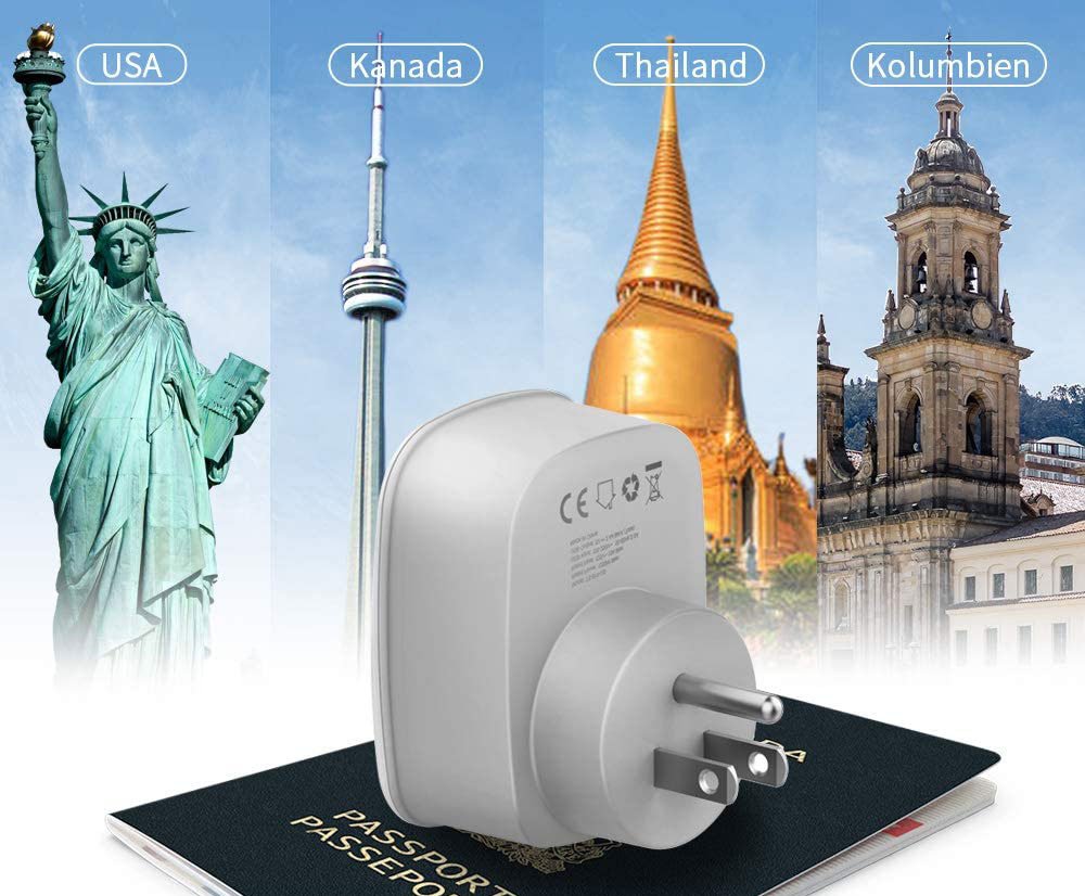 adaptor europe to usa tessan ts-611, eu - us, 2xusb - 2,4a, 10 a 3 Adaptor Europe to USA Tessan TS-611, EU - US, 2xUSB - 2,4A, 10 A - imagine 3