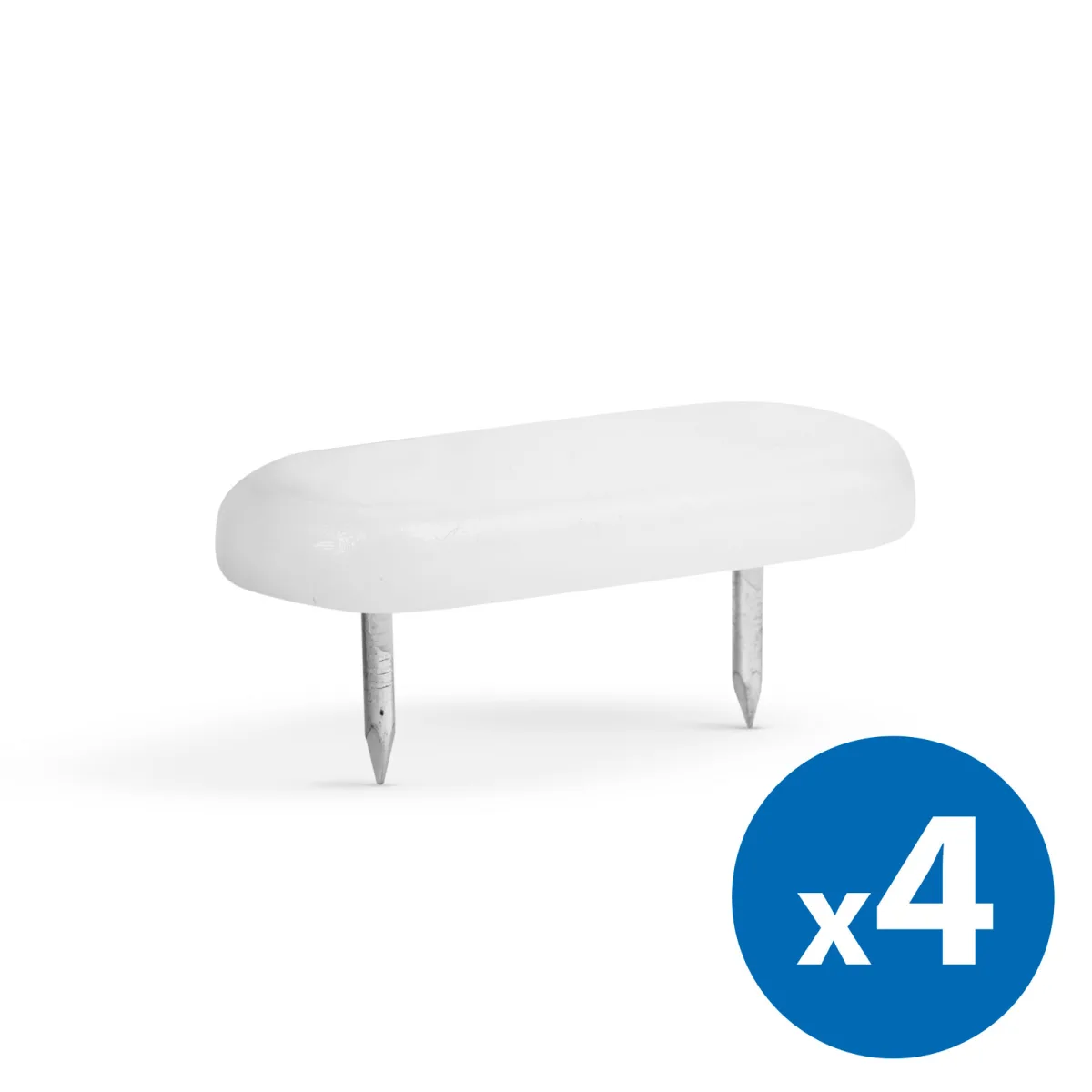 Protectie picioare mobilier cu cuie, plastic alb, 43x18 mm, 4 buc set antizgariere