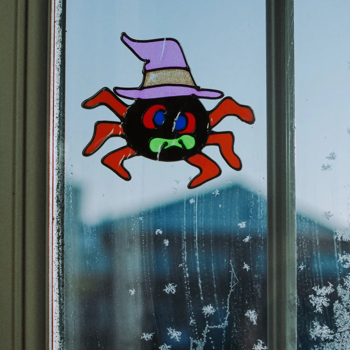Autocolant Halloween paianjen sclipitor, reutilizabil, 15x13 cm, decor fereastra fara adeziv