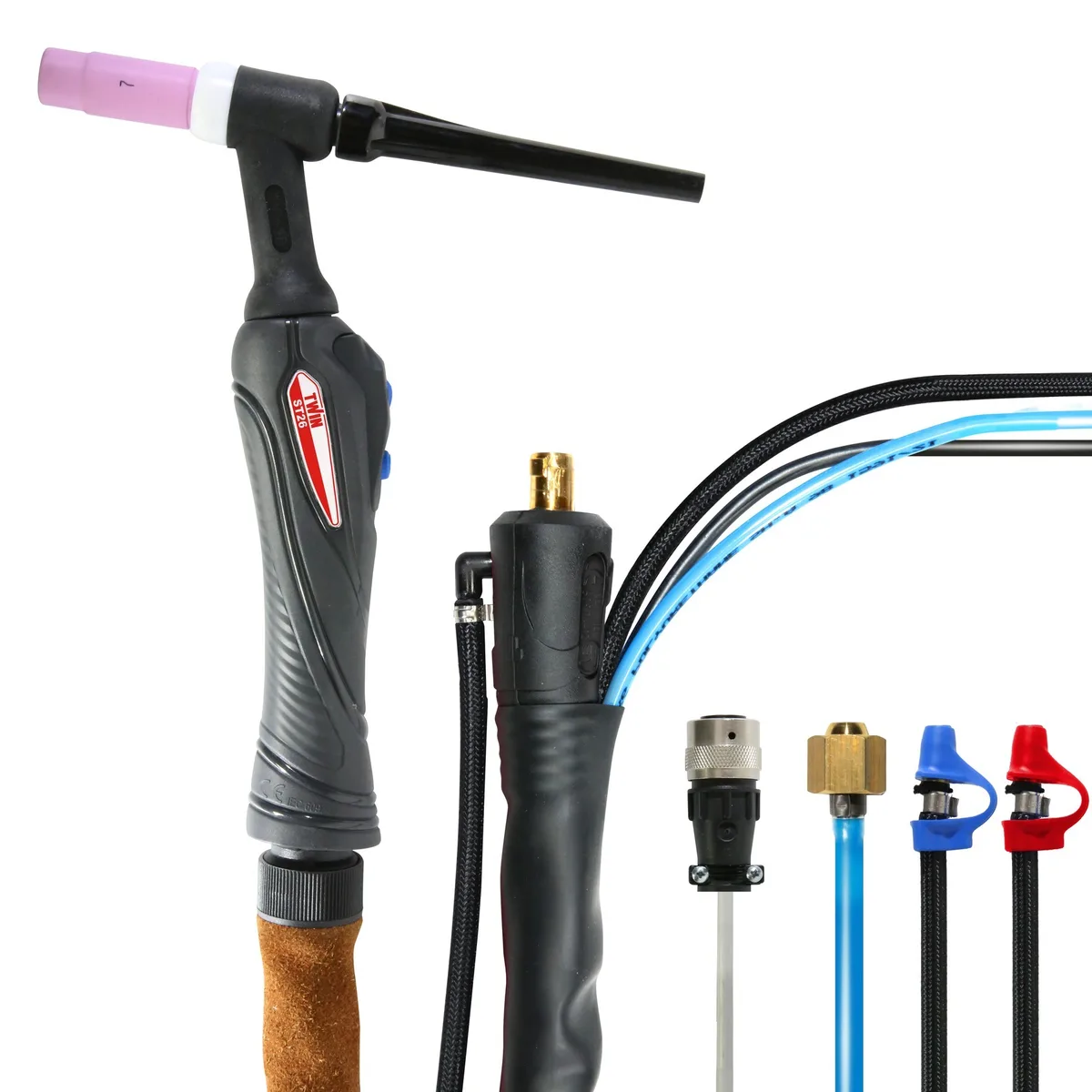 Pistolet TIG ST26 PRO-C cu butoane UP/DOWN, racire aer, cablu 4 m - Telwin - imagine 3