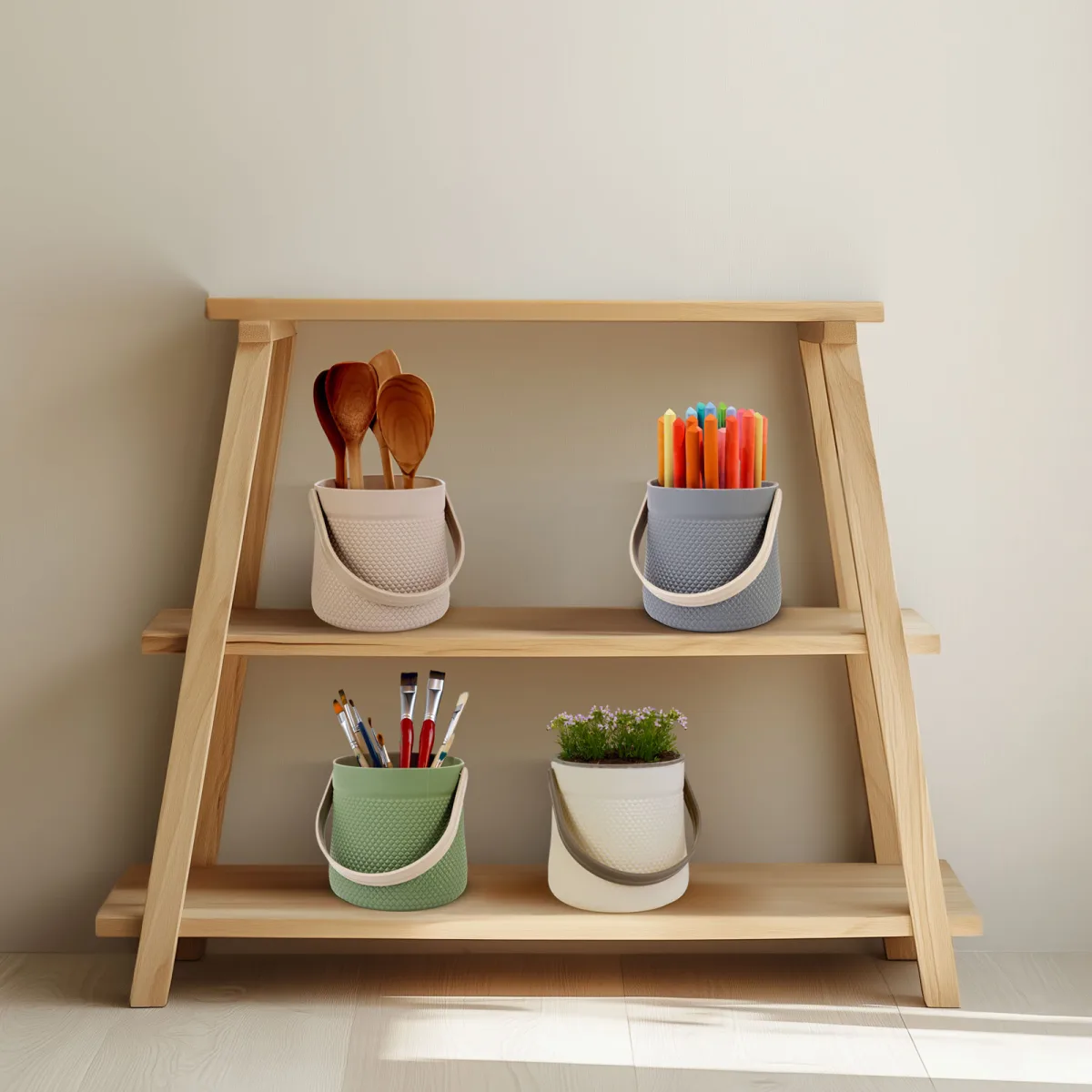 Ghiveci decorativ cu urechi 18 cm, 4 culori, pentru plante si depozitare, decor interior