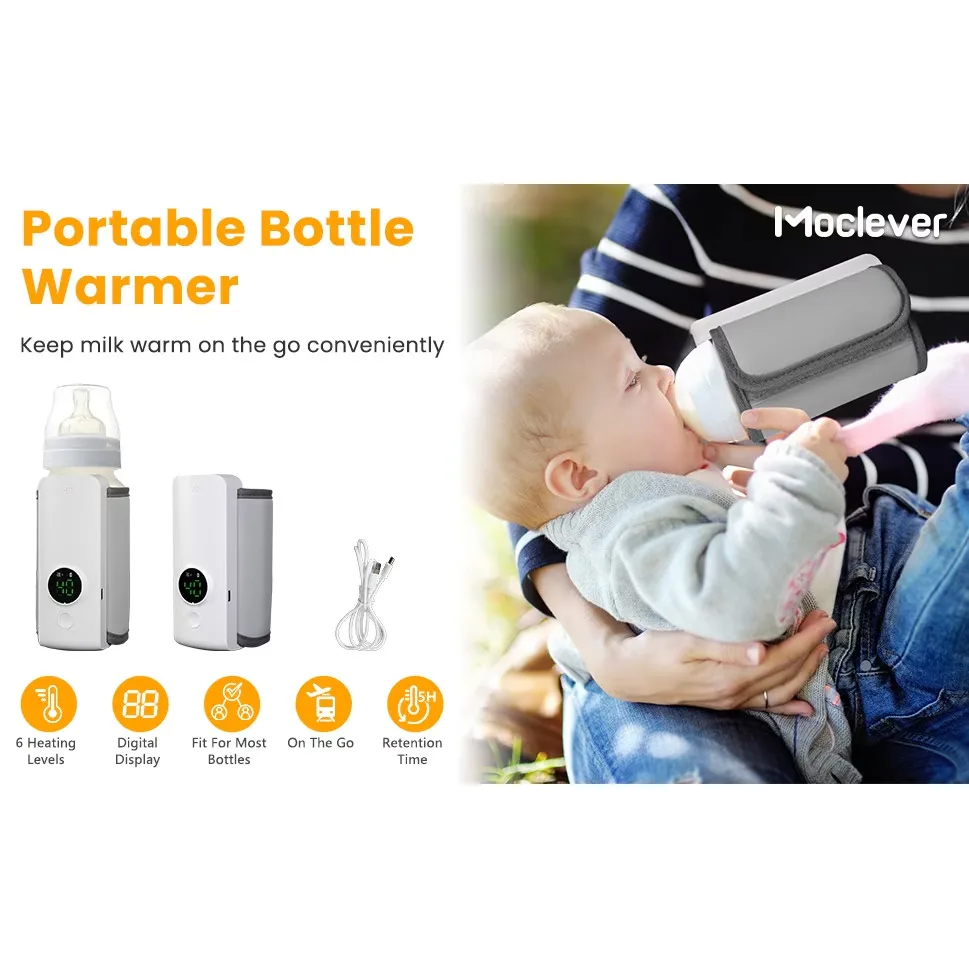 Incalzitor portabil pentru biberoane MACVI, 6 niveluri temperatura, mentinere caldura pana la 5 ore, alimentare USB, 300 ml - imagine 4