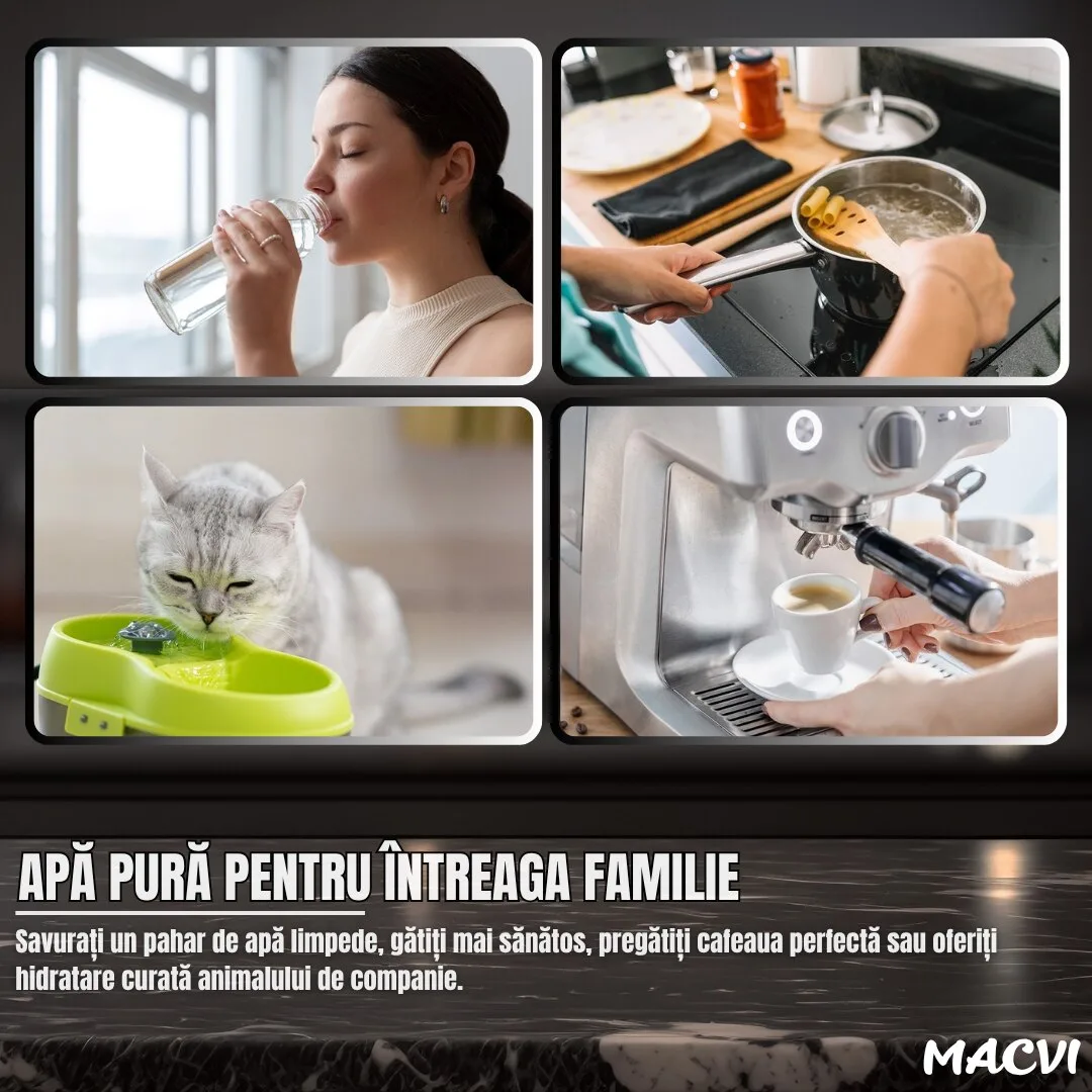 Filtru apa ultrafiltrare Macvi® 5 etape + alcalinizare, precizie 0, 01 µm, baterie 3 cai, robinet 360°, sub chiuveta - imagine 4