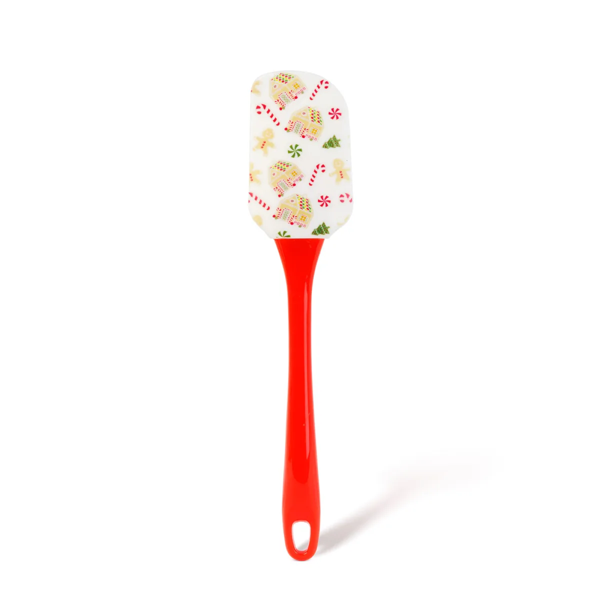 Spatula de bucatarie cu cap din silicon, model de Craciun, maner plastic, 25,4 cm