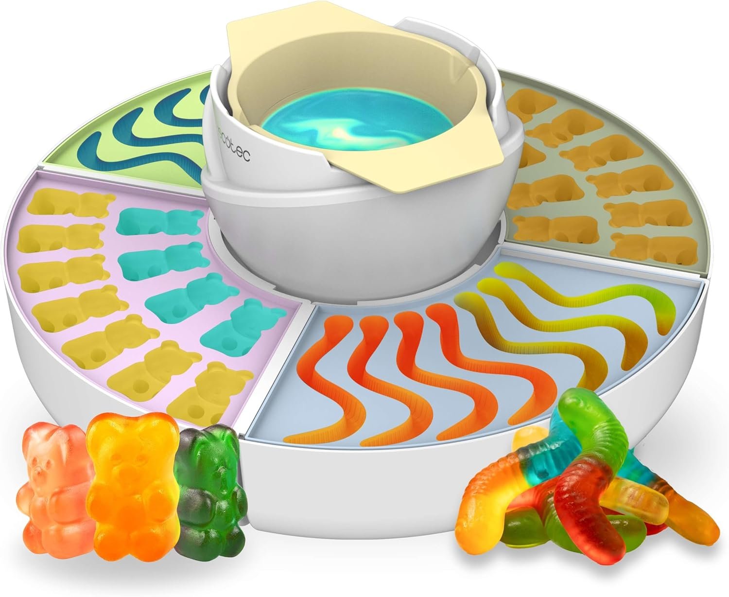 aparat 2 in 1 cecotec funsugar gummy pentru preparat jeleuri si fondue de ciocolata ,40 w, 4 matrite din silicon, 4 tavi detasabile, design compact, usor de curatat 1 Aparat 2 in 1 Cecotec FunSugar Gummy pentru preparat jeleuri si fondue de ciocolata ,40 W, 4 matrite din silicon, 4 tavi detasabile, design compact, usor de curatat