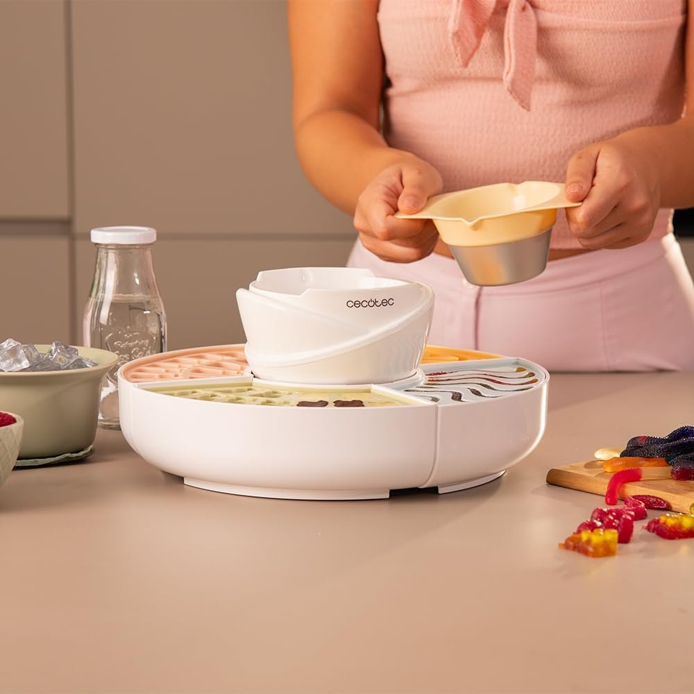 aparat 2 in 1 cecotec funsugar gummy pentru preparat jeleuri si fondue de ciocolata ,40 w, 4 matrite din silicon, 4 tavi detasabile, design compact, usor de curatat 4 Aparat 2 in 1 Cecotec FunSugar Gummy pentru preparat jeleuri si fondue de ciocolata ,40 W, 4 matrite din silicon, 4 tavi detasabile, design compact, usor de curatat - imagine 4