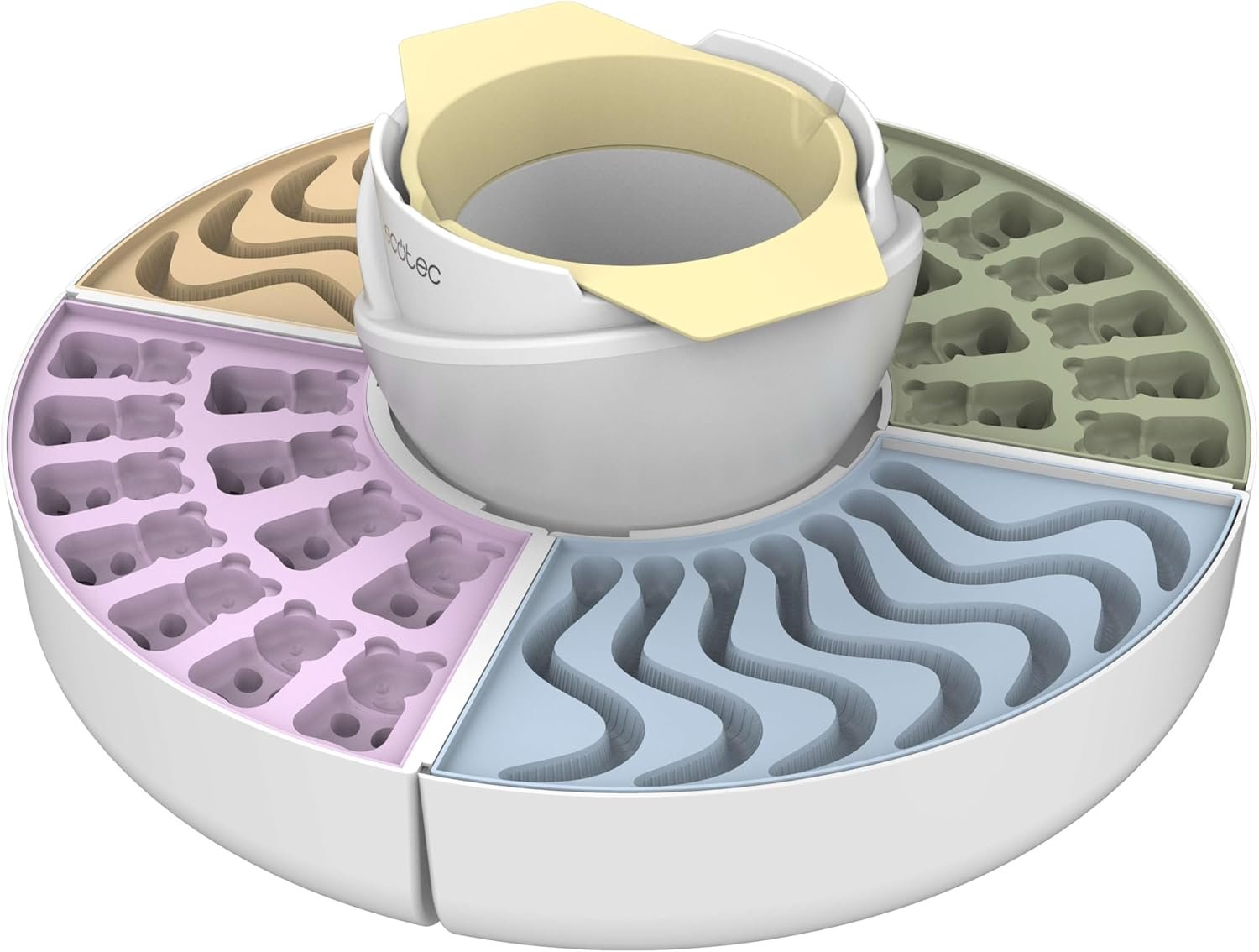 aparat 2 in 1 cecotec funsugar gummy pentru preparat jeleuri si fondue de ciocolata ,40 w, 4 matrite din silicon, 4 tavi detasabile, design compact, usor de curatat 2 Aparat 2 in 1 Cecotec FunSugar Gummy pentru preparat jeleuri si fondue de ciocolata ,40 W, 4 matrite din silicon, 4 tavi detasabile, design compact, usor de curatat - imagine 2