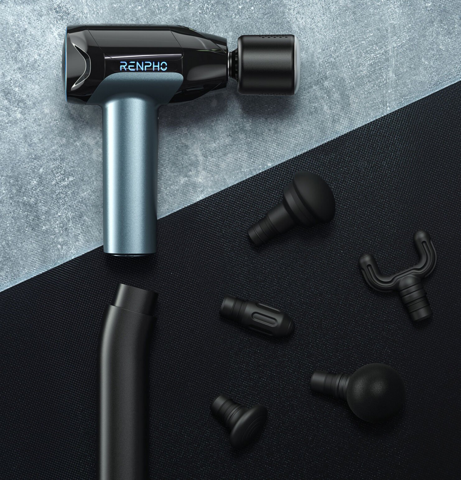 Aparat de masaj Profesional Gun Renpho Reach 2, Incalzire si racire, 6 capete, 5 viteze, Control touch temperatura, brat de extensie, geanta 4 Aparat de masaj Profesional Gun Renpho Reach 2, Incalzire si racire, 6 capete, 5 viteze, Control touch temperatura, brat de extensie, geanta - imagine 4