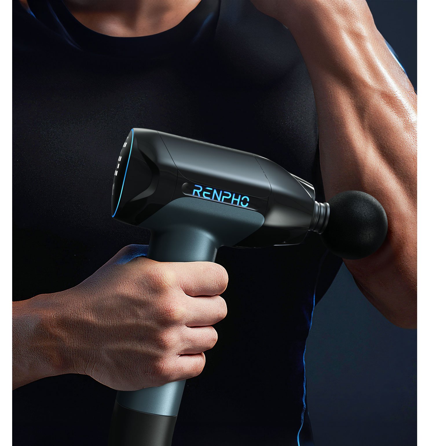 Aparat de masaj Profesional Gun Renpho Reach 2, Incalzire si racire, 6 capete, 5 viteze, Control touch temperatura, brat de extensie, geanta 3 Aparat de masaj Profesional Gun Renpho Reach 2, Incalzire si racire, 6 capete, 5 viteze, Control touch temperatura, brat de extensie, geanta - imagine 3