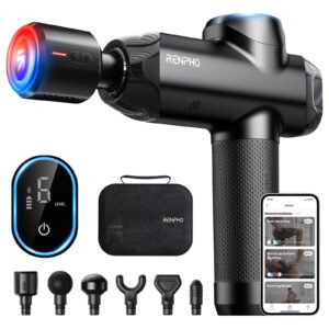 Aparat de masaj Gun Renpho Thermacool Power+, Incalzire si racire, 6 capete, 5 viteze, Control din telefon Bluetooth