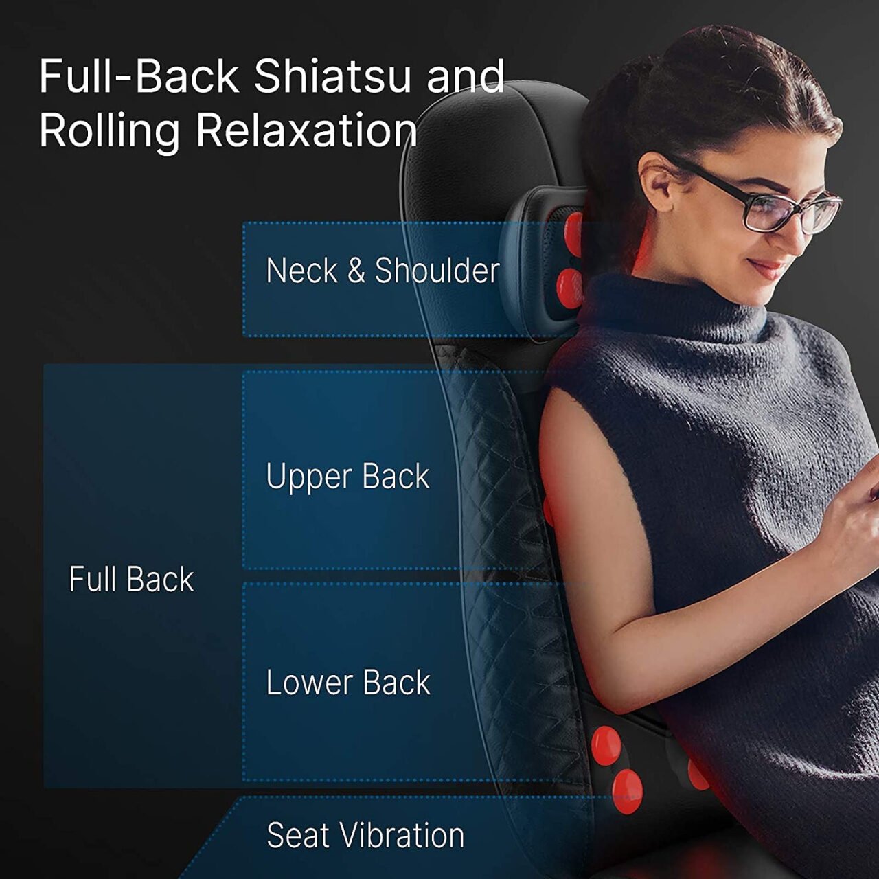 aparat de masaj spatetip husa scaun, renpho bm076, incalzire, reglare inaltime, pentru spate, umeri, gat, masaj shiatsu 3d pentru tesuturi adanci 2 Aparat de masaj spatetip husa scaun, Renpho BM076, incalzire, reglare inaltime, pentru spate, umeri, gat, masaj Shiatsu 3D pentru tesuturi adanci - imagine 2