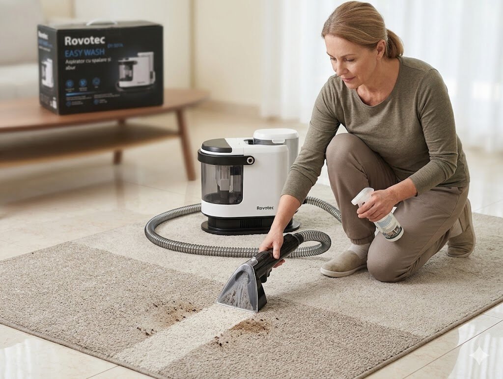aspirator cu spalare si abur rovotec easy wash, 1700w, curatare cu apa rece calda, abur, 9 accesorii, 15k pa, autocuratare, eliminare bacterii, acarieni, canapea, mocheta, geamuri, bucatarie, auto, 5 Aspirator cu Spalare si Abur Rovotec EASY WASH, 1700W, Curatare cu apa rece calda, Abur, 9 accesorii, 15K Pa, Autocuratare, Eliminare Bacterii, Acarieni, Canapea, Mocheta, Geamuri, Bucatarie, Auto, - imagine 5
