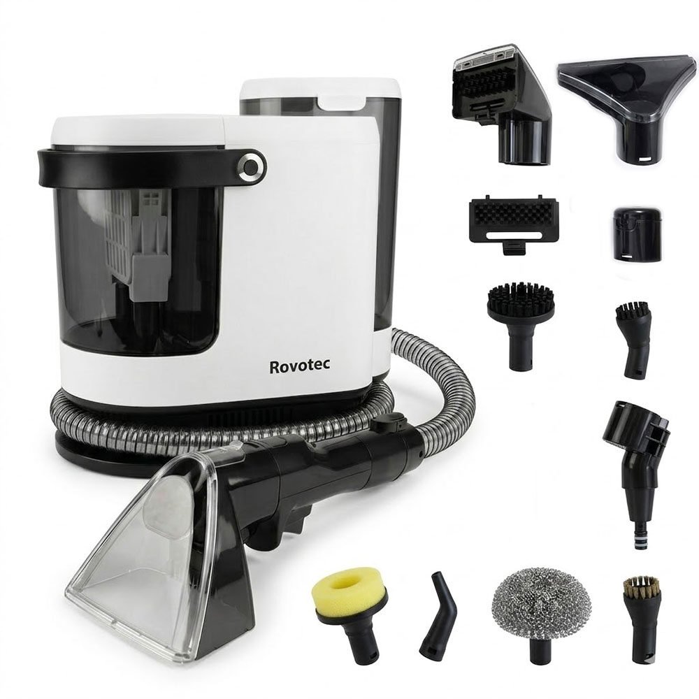Aspirator cu Spalare si Abur Rovotec EASY WASH, 1700W, Curatare cu apa rece calda, Abur, 9 accesorii, 15K Pa, Autocuratare, Eliminare Bacterii, Acarieni, Canapea, Mocheta, Geamuri, Bucatarie, Auto,