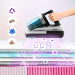 Aspirator UV de pat antiacarieni Cecotec Conga Rockstar 4000, 400W, 13000Pa, aer cald, depozit dublu