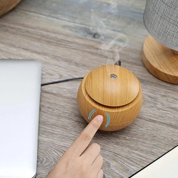 Difuzor Aromaterapie Umidificator Macvi® UM-06, cu 7 Culori LED, USB, 130 ml, Rotund, Bej - imagine 4