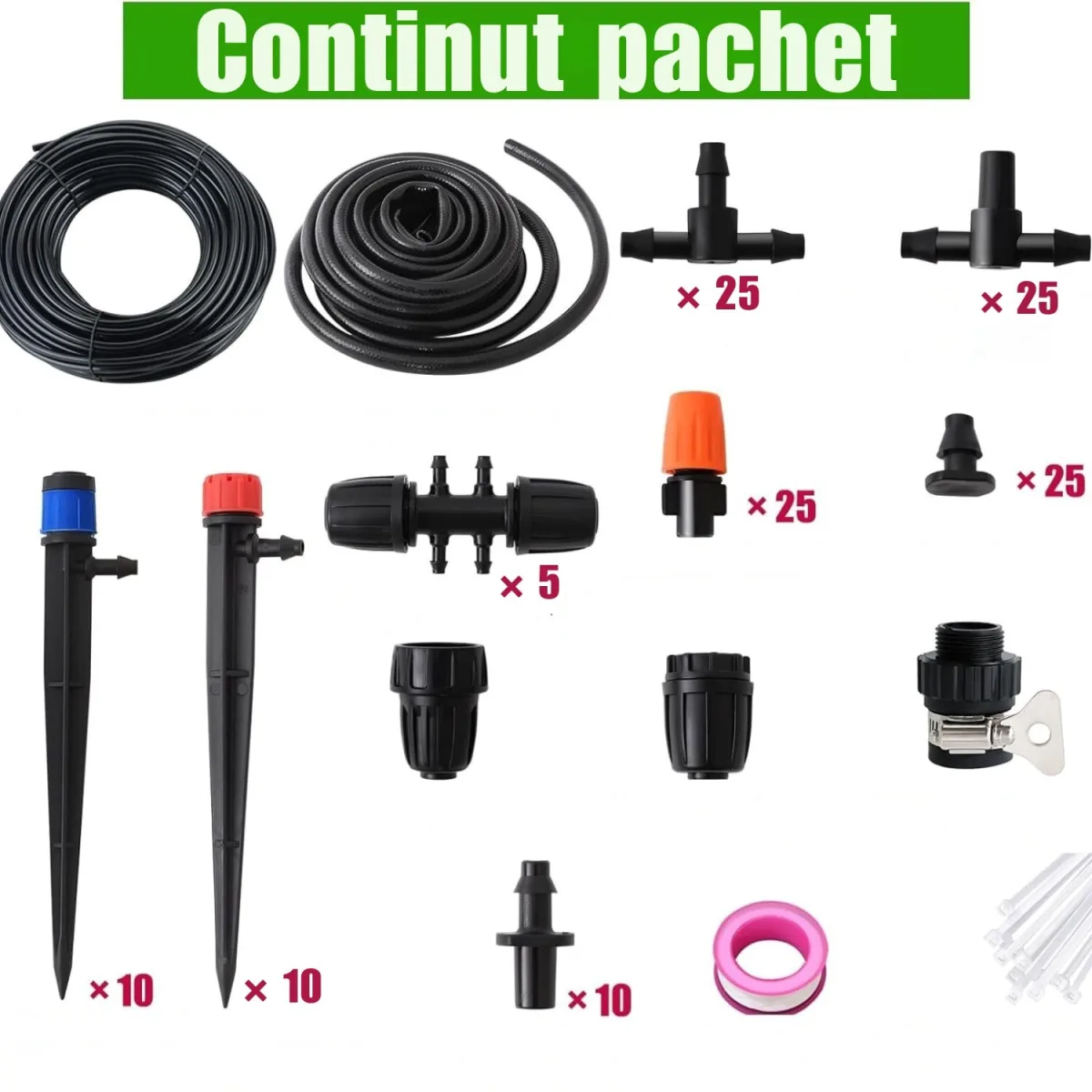 Kit Irigare Picurare Macvi® 73 m Sistem Automat Gradina Sera Gazon cu 136 Accesorii - imagine 3