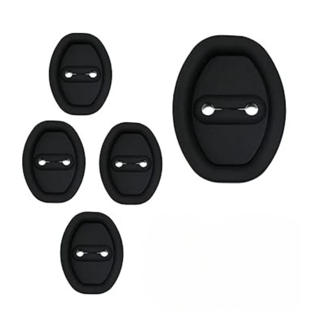 Set 4 protectii Macvi® pentru incuietori auto, capace din silicon pentru protectia si decorul usilor, negru