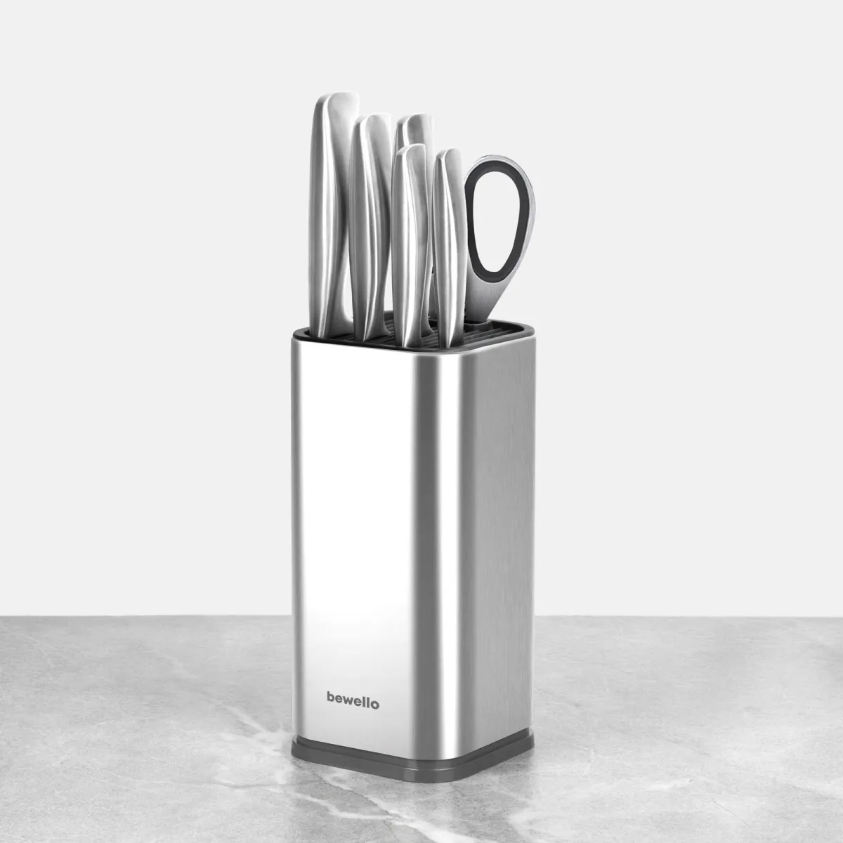 Set cutite bucatarie 7 piese cu suport si foarfeca, otel inoxidabil 3CR13, multifunctional, profesional