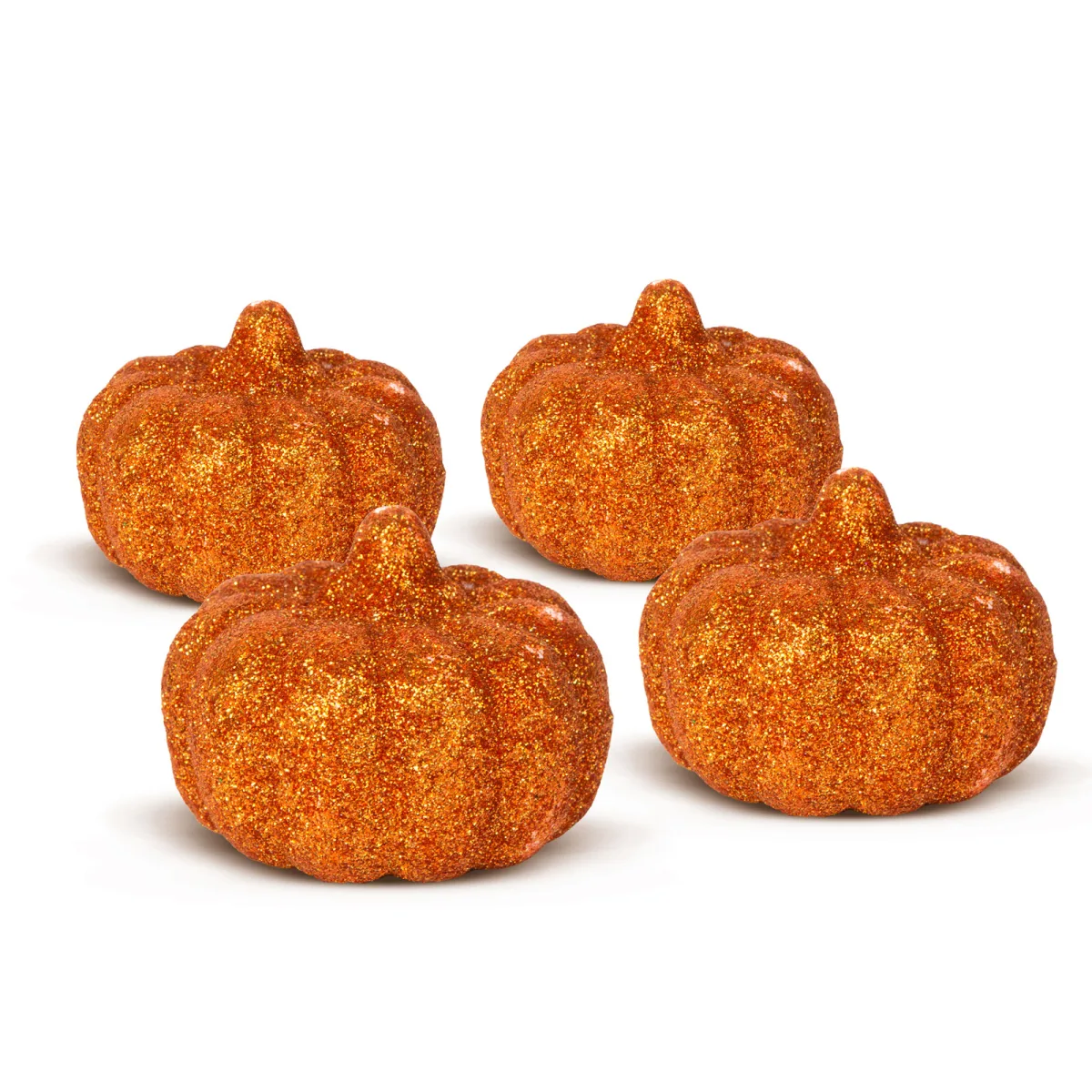Decoratiune dovleac Halloween din spuma cu sclipici 5,2 cm, set 4 bucati - imagine 2