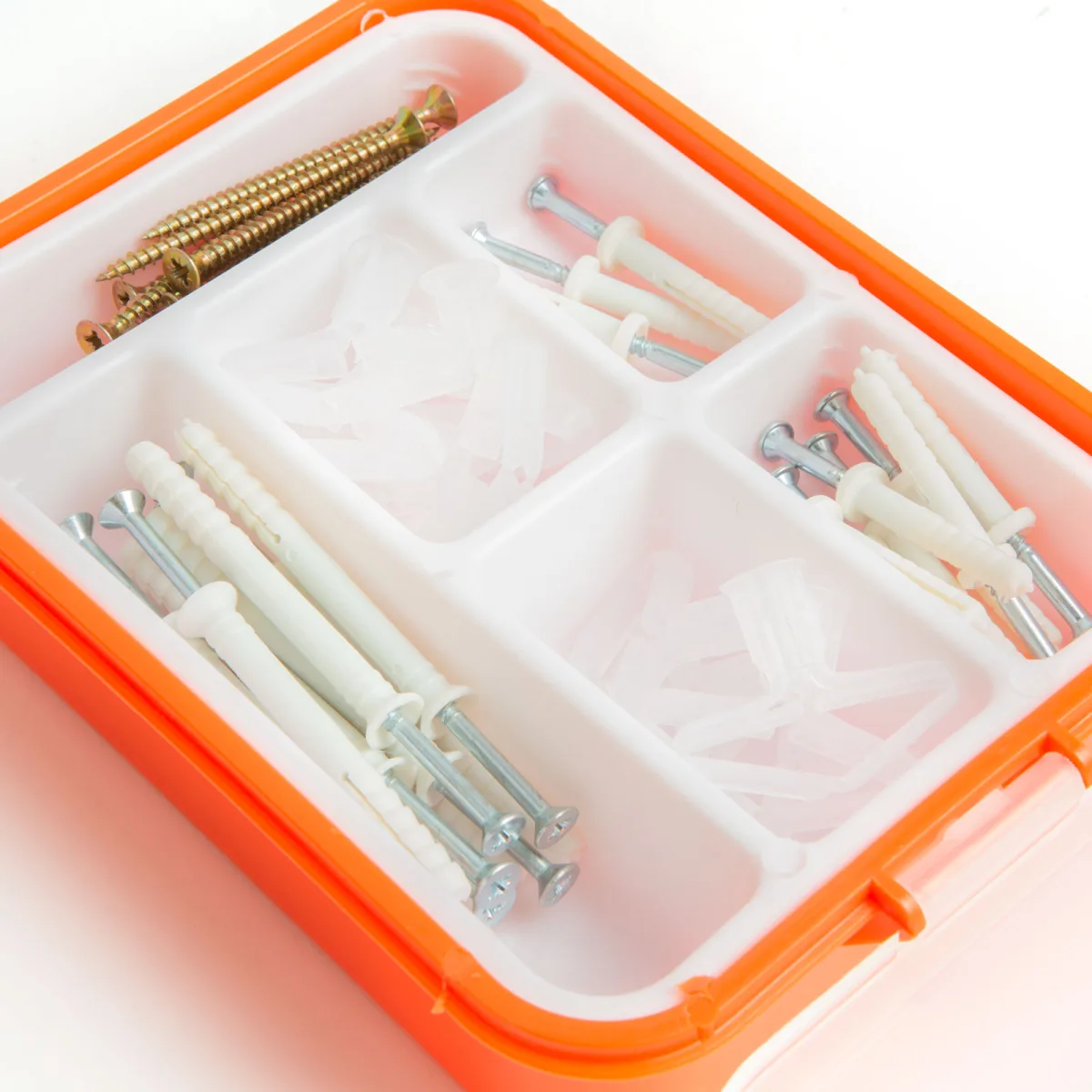 Set Suruburi cu Dibluri pentru Montaj, 60 piese, cu Cutie Organizatoare