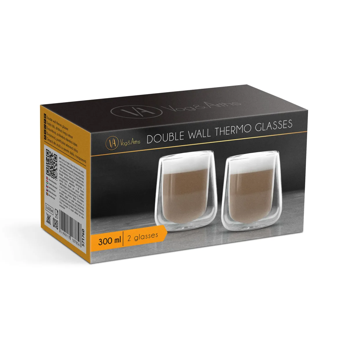 Set 2 pahare sticla dubla, 300 ml, termorezistente, cafea/ceai, transparent, borosilicat - imagine 2