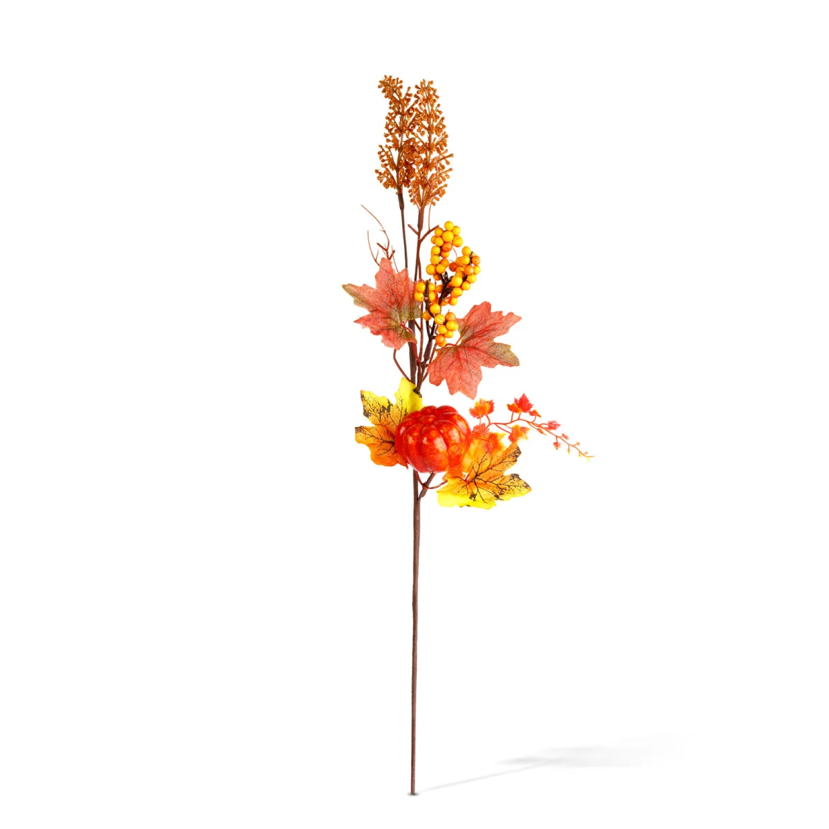 Crenguta decorativa cu fructe de padure, 62 cm, culori calde, rosu, portocaliu, maro - imagine 4