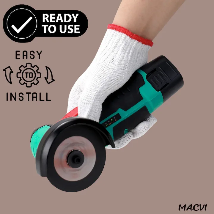 Polizor unghiular fara fir Macvi® 12V, 2 Acumulatori Li-Ion, Discuri pentru Metal, Incarcator Inclus, Mini Flex Portabil - imagine 4