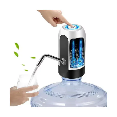 Dozator electric de apa Macvi® pentru bidon, pompa automata cu acumulator USB, buton digital, inox, pentru bidoane 5-18, 9L
