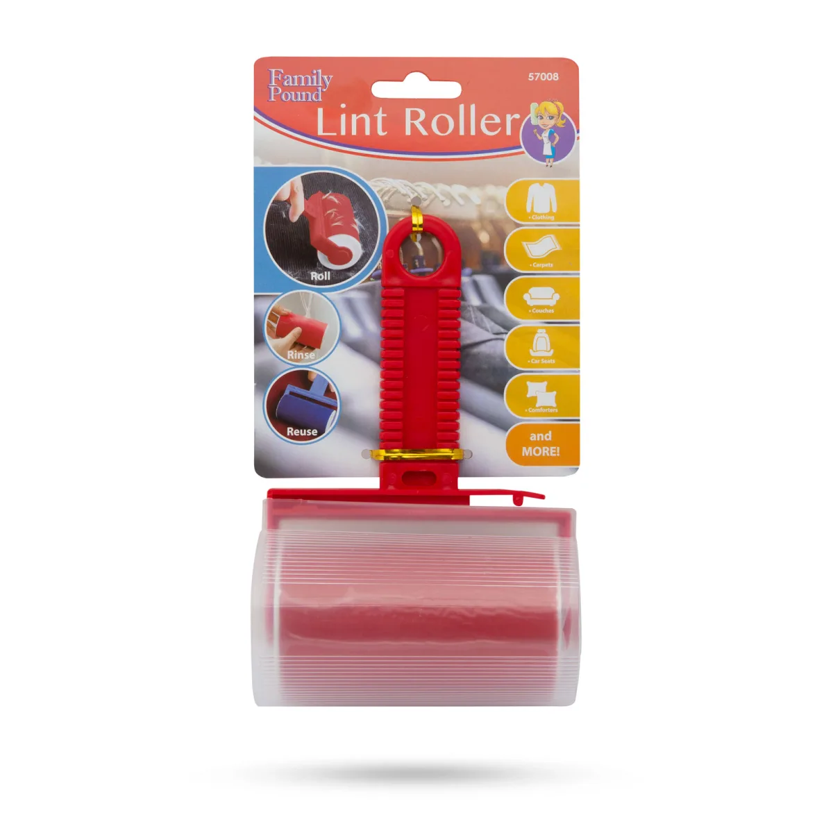 Role de curatat haine, maner plastic, indeparteaza par, praf si firimituri, rosu/albastru - imagine 5