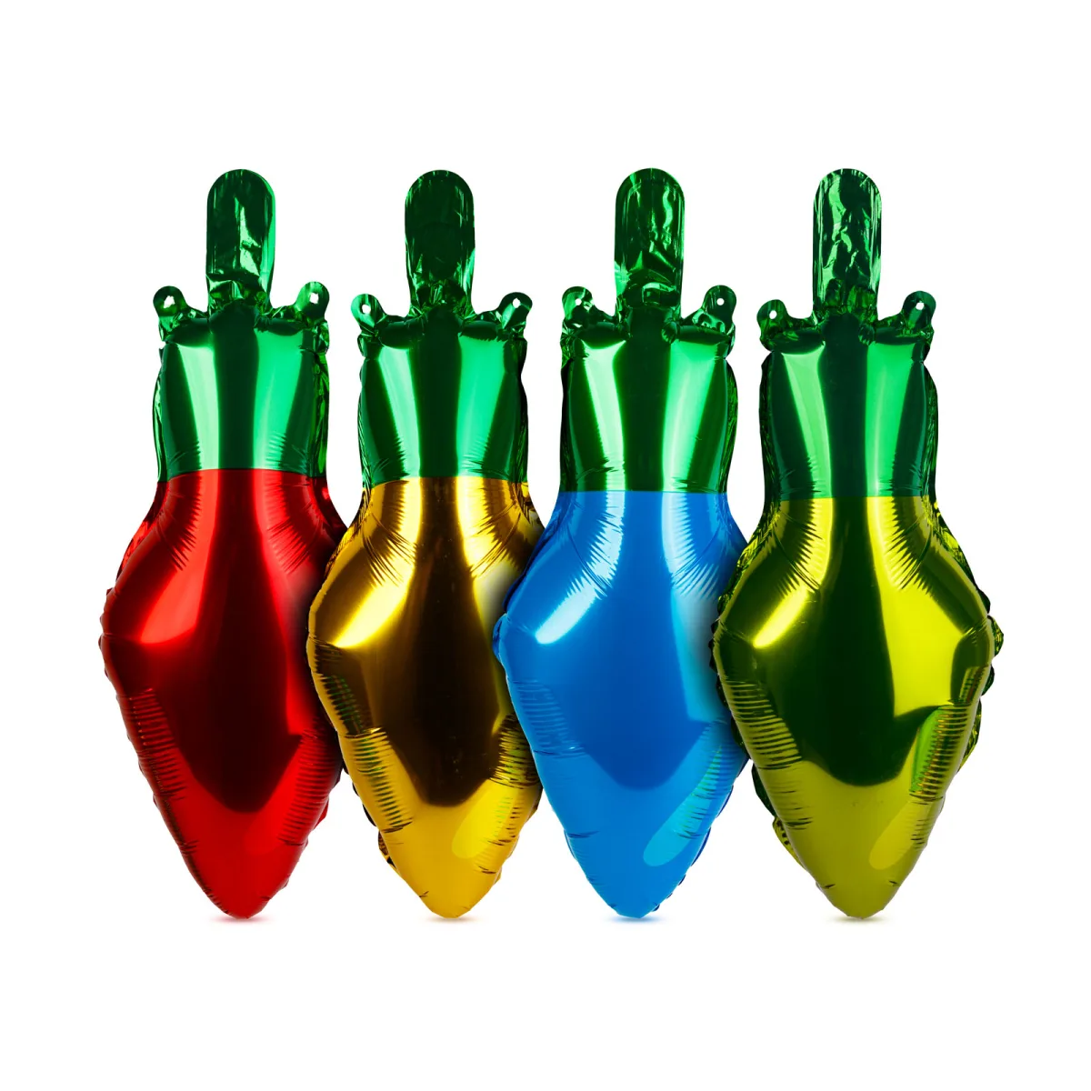 Set baloane, model becuri, 4 bucati, 26x43 cm, baloane folie colorate rosu/verde/albastru/auriu - imagine 2