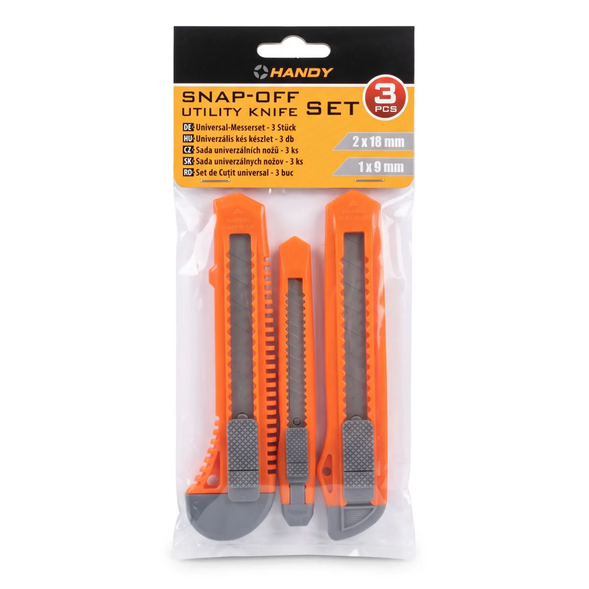 Set cutite universale tip cutter, 3 piese, lame segmentate 9 mm si 18 mm - imagine 2