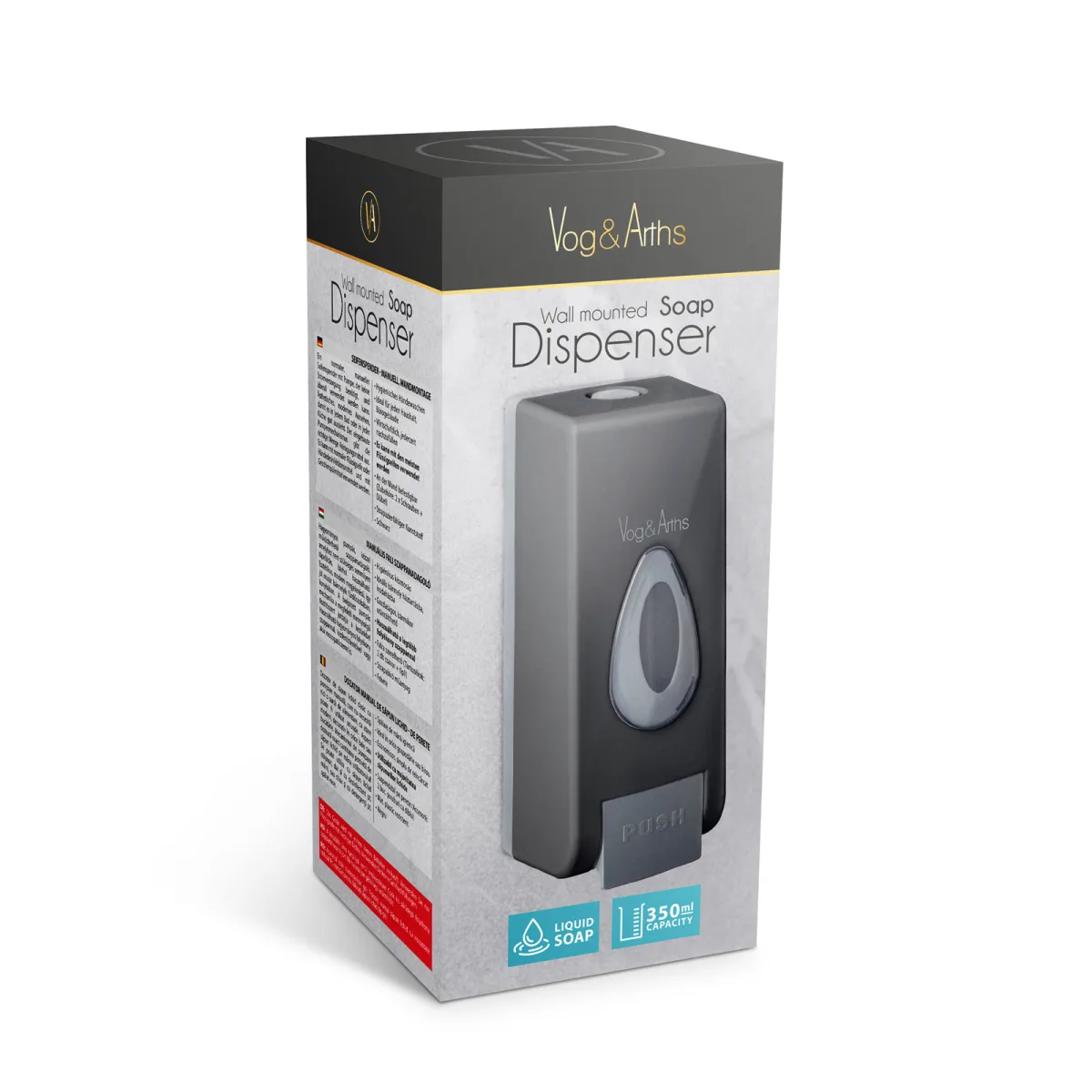 Dozator de săpun cu pompă manuală - 350 ml - perete negru - imagine 5