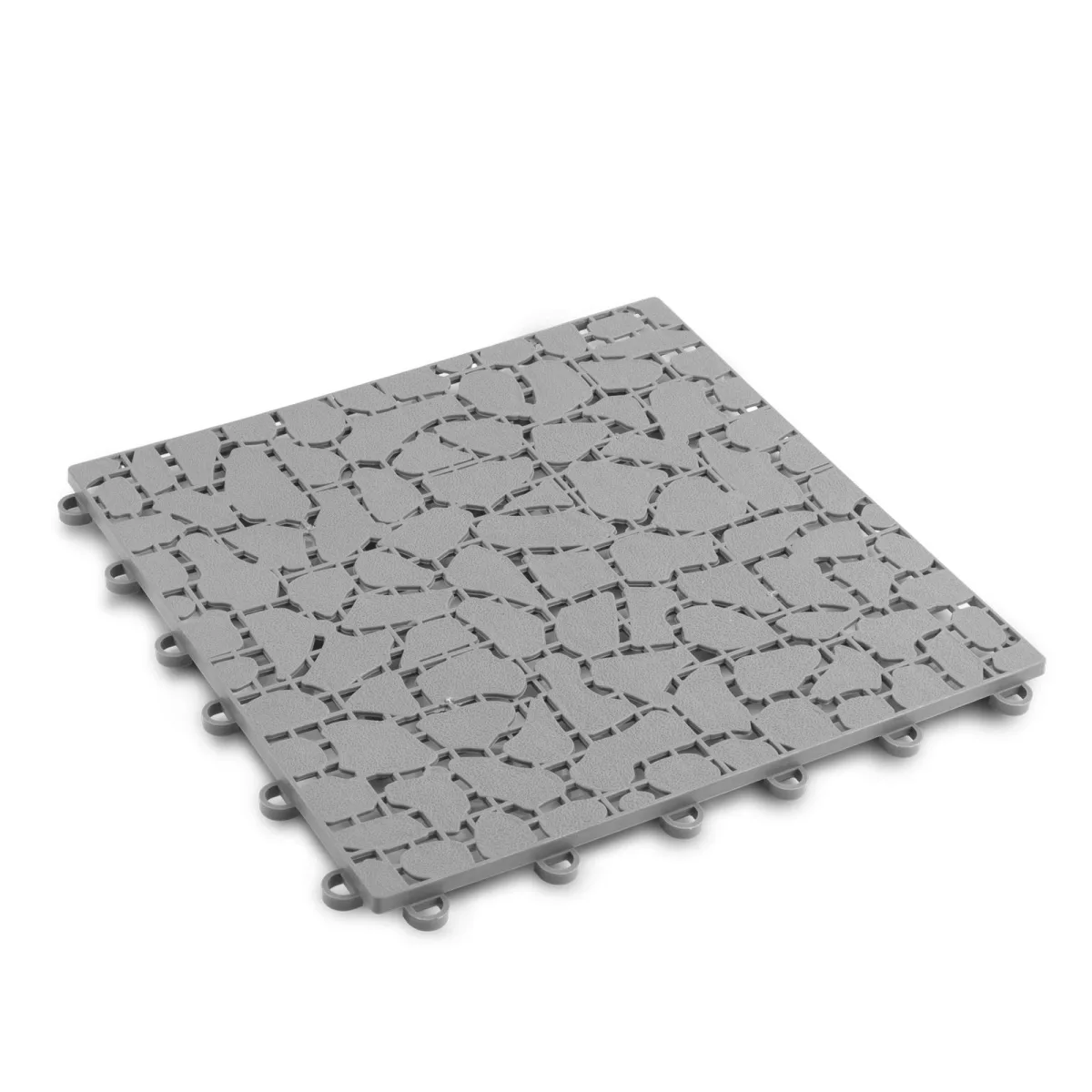 Pavaj gradina plastic, 29x29 cm, print piatra, gri, 4 bucati, sistem click