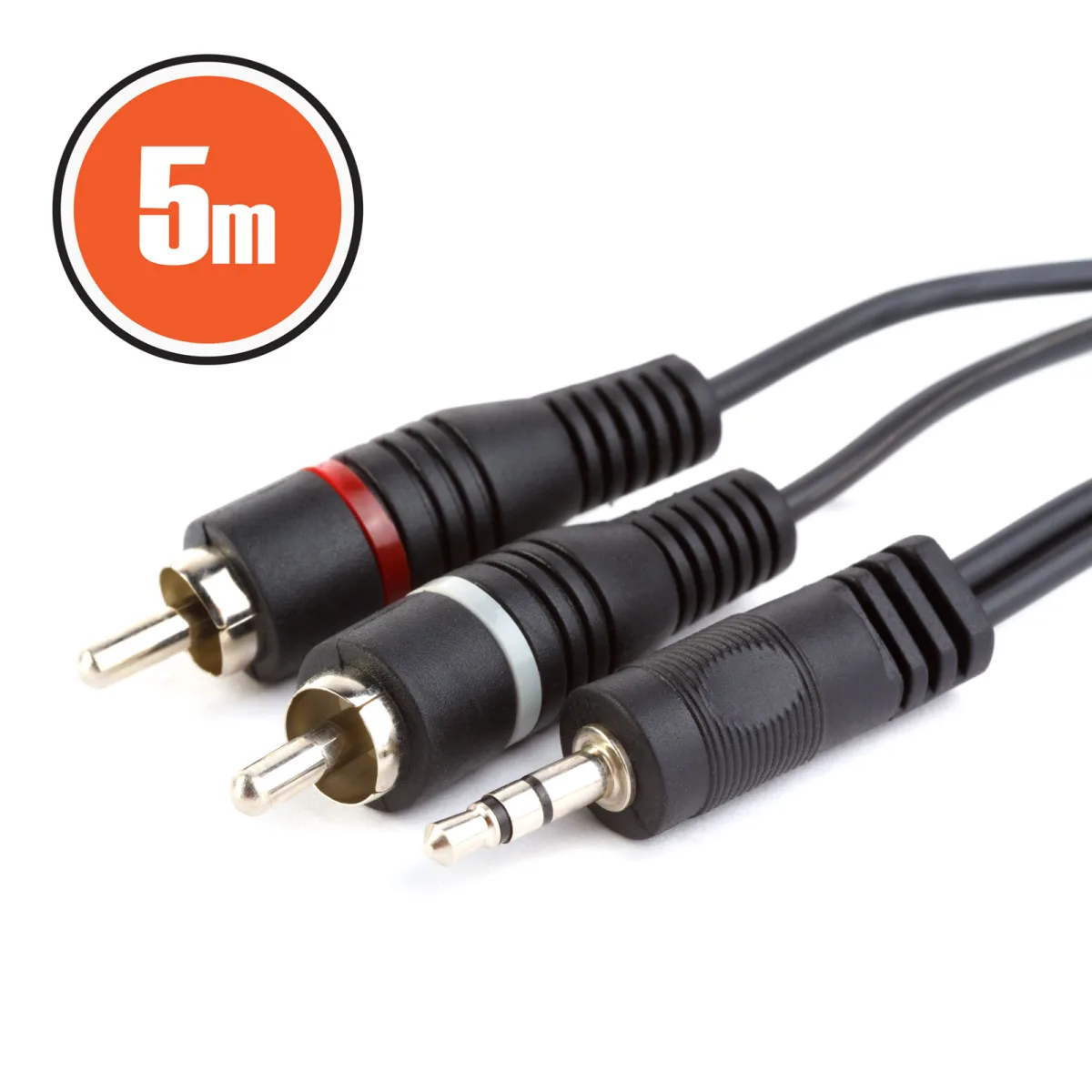 Cablu RCA la jack 3.5mm stereo, 2x RCA tata, 5m, audio video, adaptor