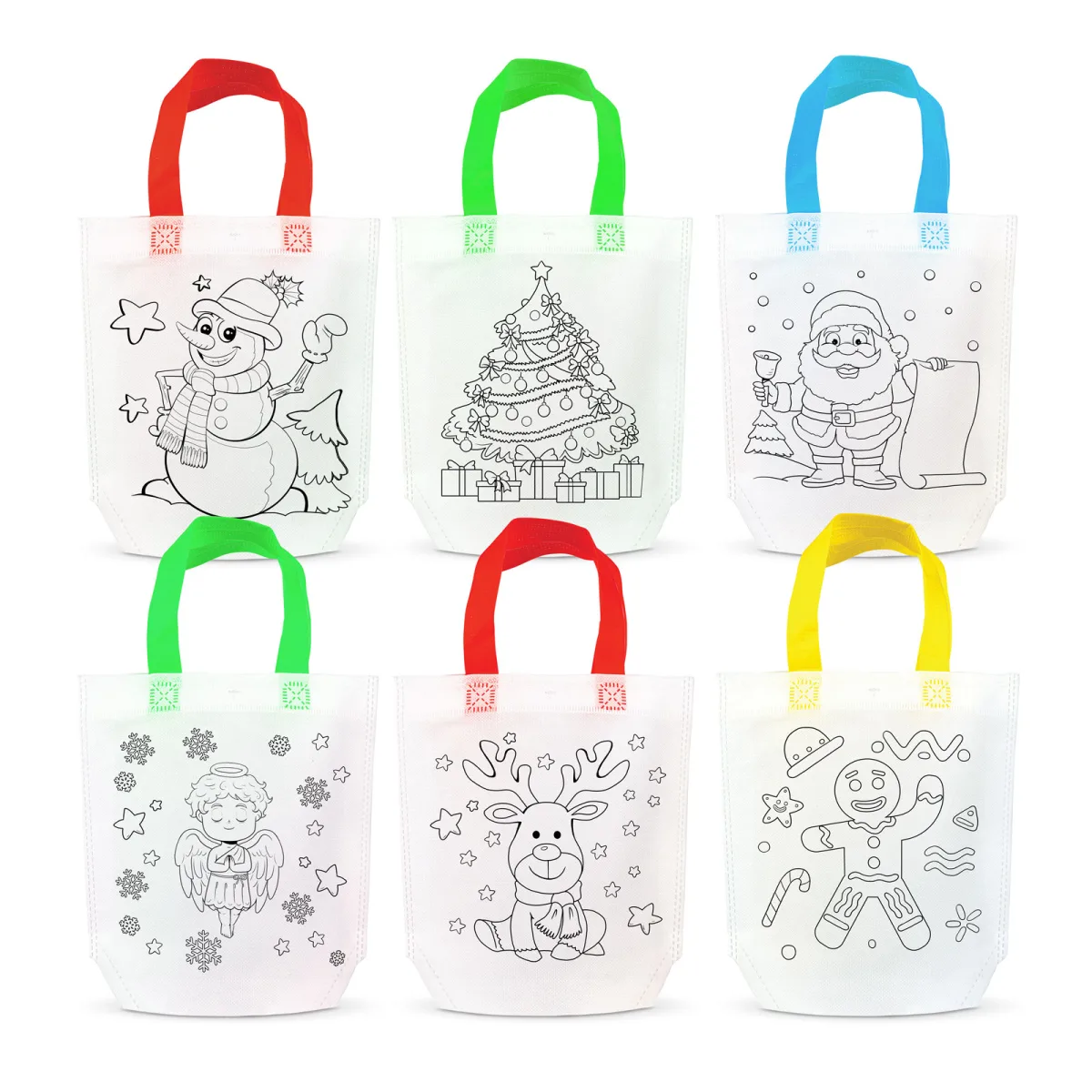 Geanta de colorat Craciun cu 4 carioci, 22 x 21 cm, PET,  6 modele