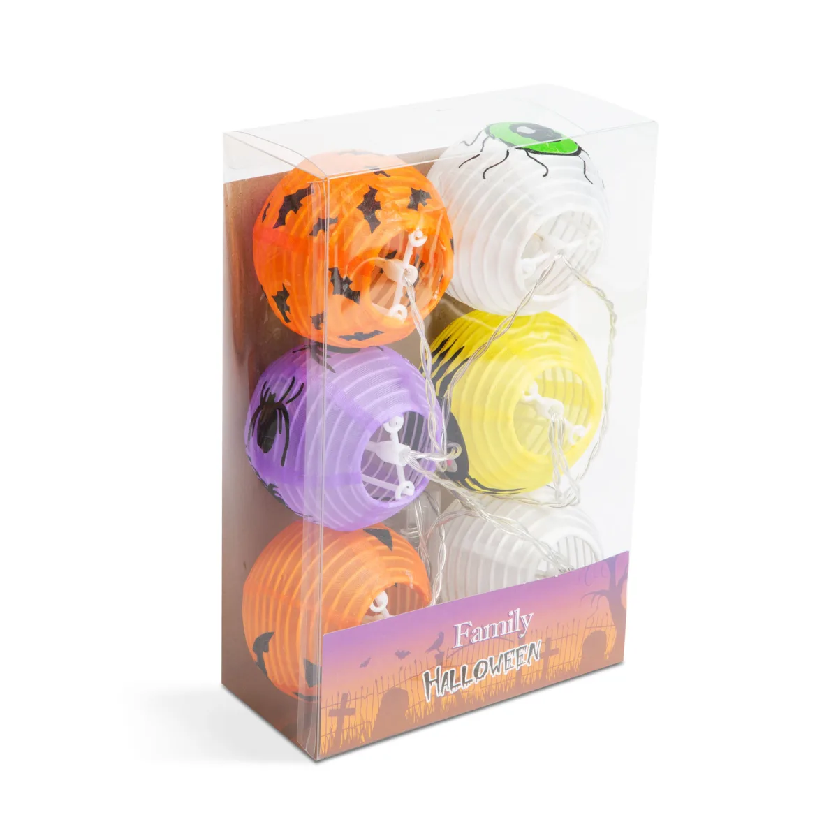 Ghirlanda luminoasa Halloween dovleci 1.5 m, 6 LED alb cald, baterii AA - imagine 2