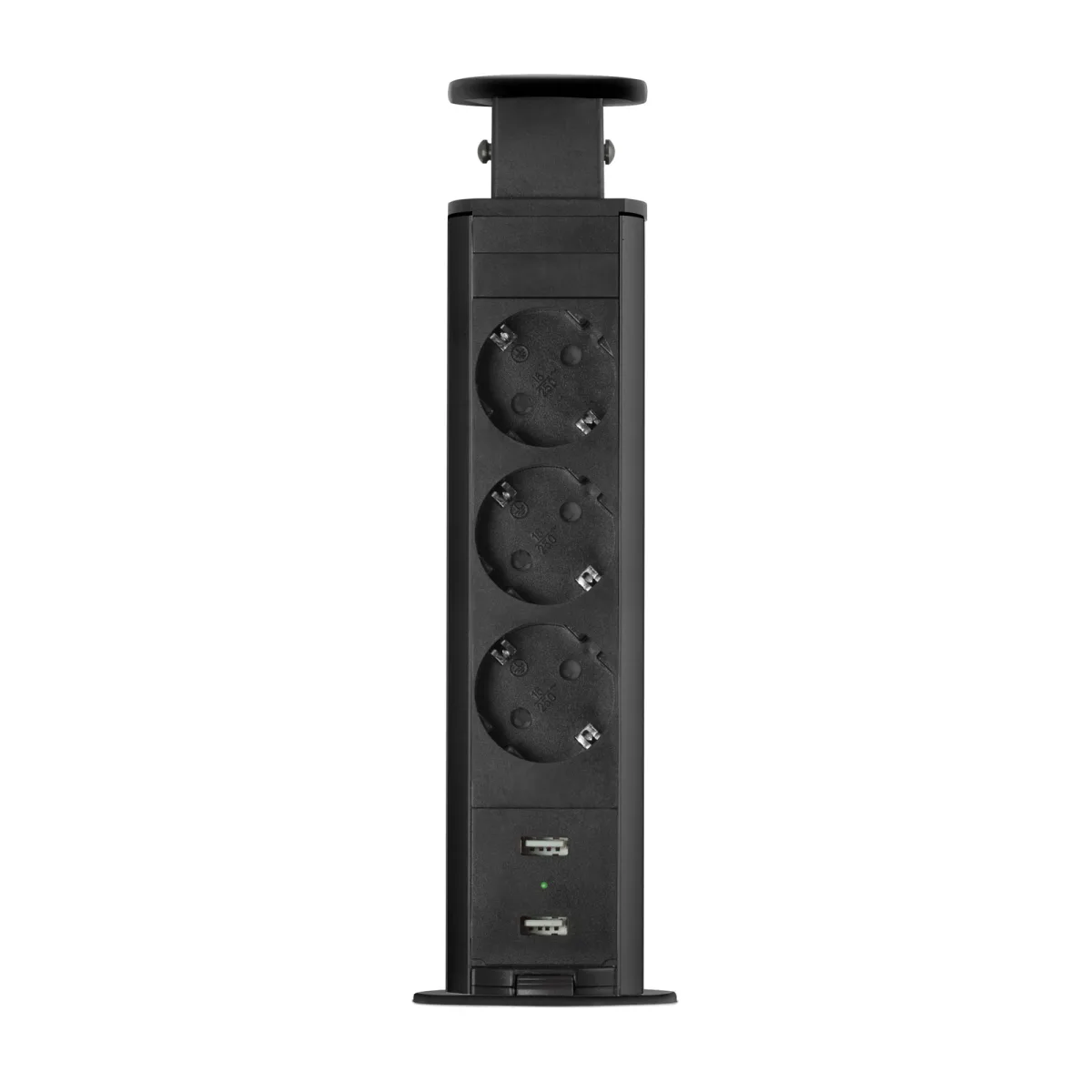 Priza incastrabila birou, 3 prize, 2 USB, 3500W, negru mat, pop up, 230V - imagine 2