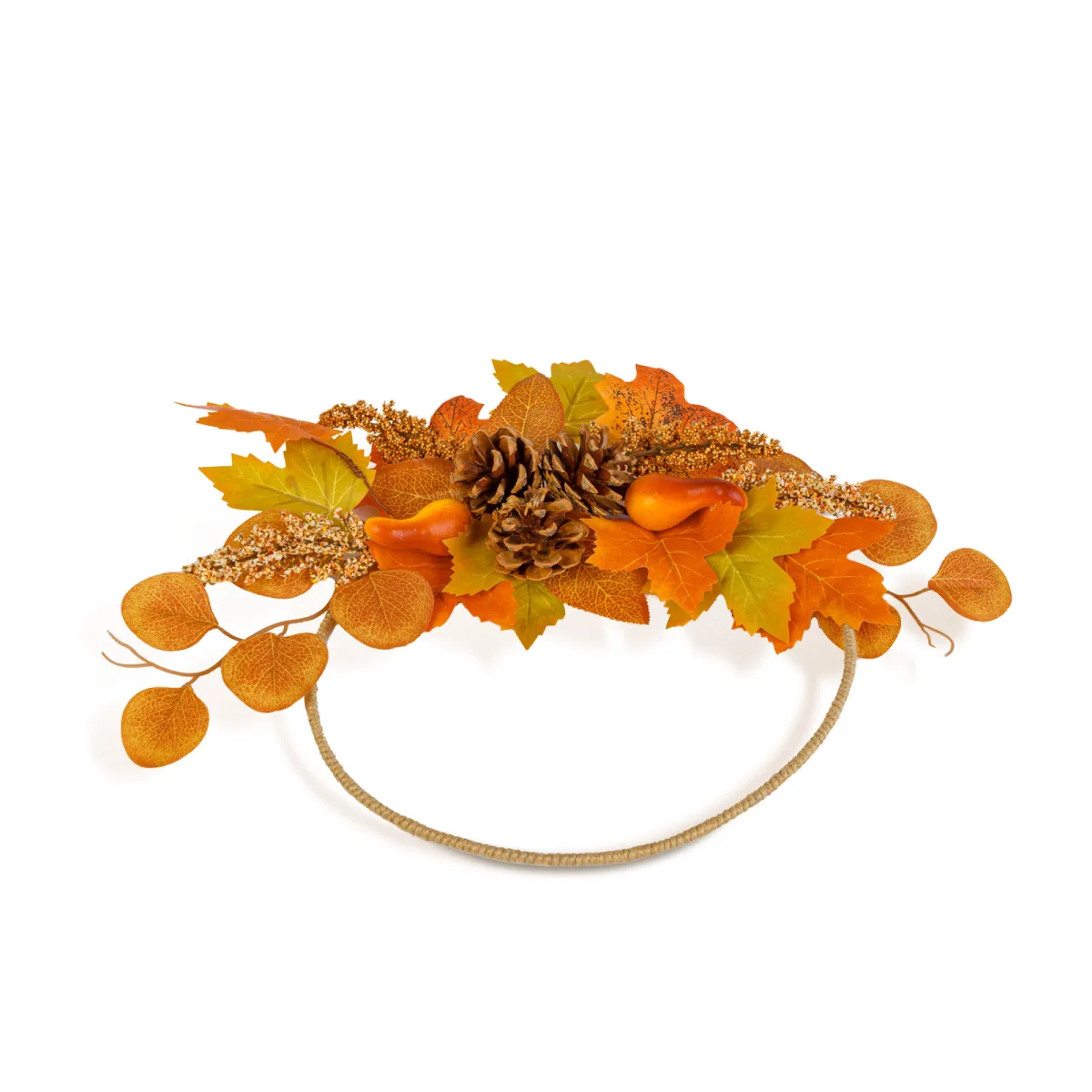 Coronita decorativa de toamna pentru usa, frunze conuri si fructe, 24 cm, 3 modele - imagine 3