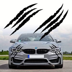 Set 2 stickere autoadezive Tuning, model „Monster Scratches”, dimensiune 37 x 9 cm, culoare Negru