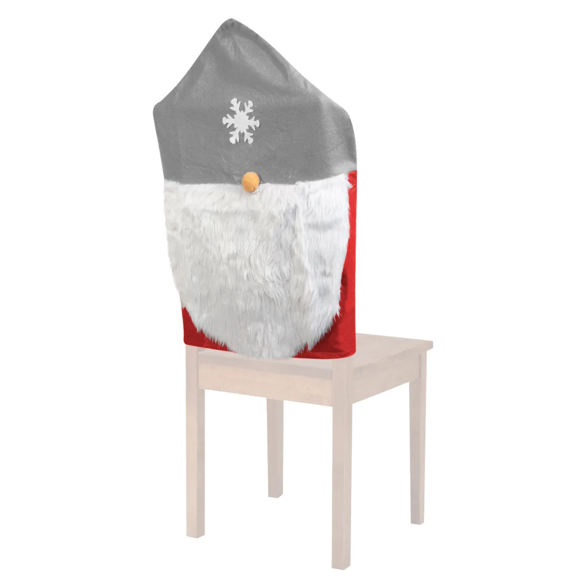 Husa scaun Craciun elf scandinav 50 x 60 cm, decor festiv gri/ rosu pentru masa