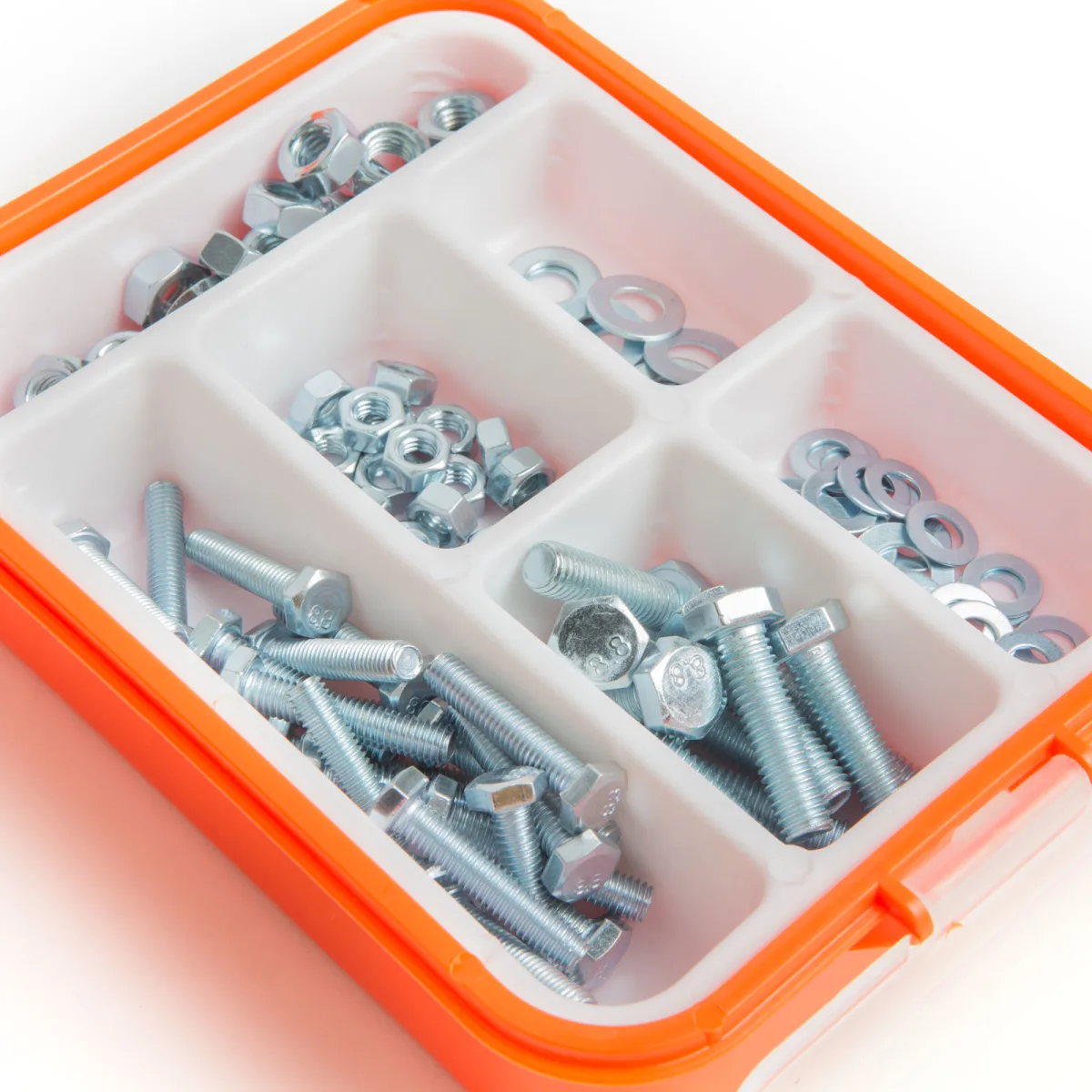 Set Suruburi Metrice cu Piulite si Saibe M6/M8, 80 piese, Cap Hexagonal, cu Cutie Organizatoare